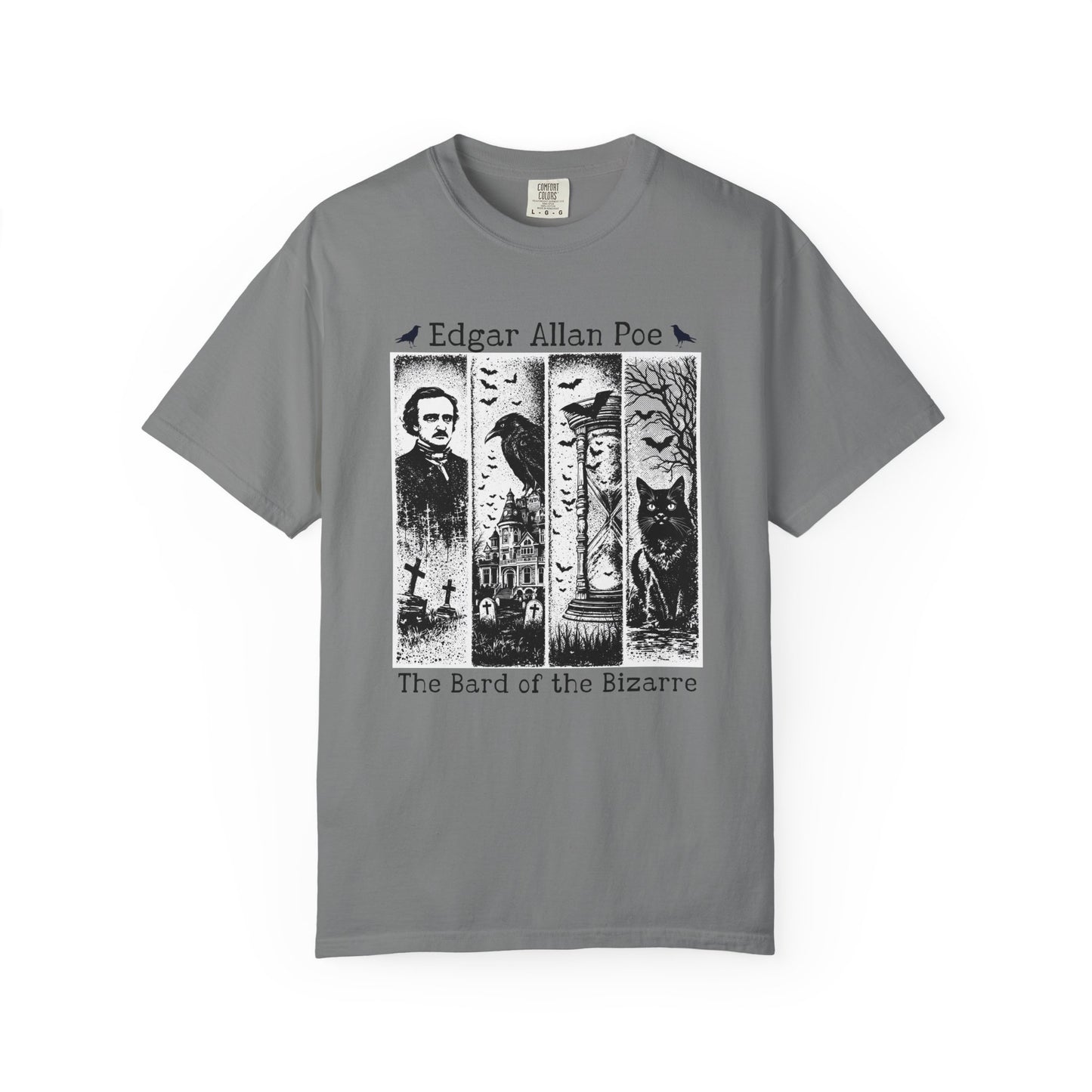 Edgar Allan Poe T-Shirt Gothic Graphic Tee The Raven Nevermore Quote Horror Literature Shirt Dark Academia Aesthetic Halloween Party Gift T-Shirt Printify Grey S