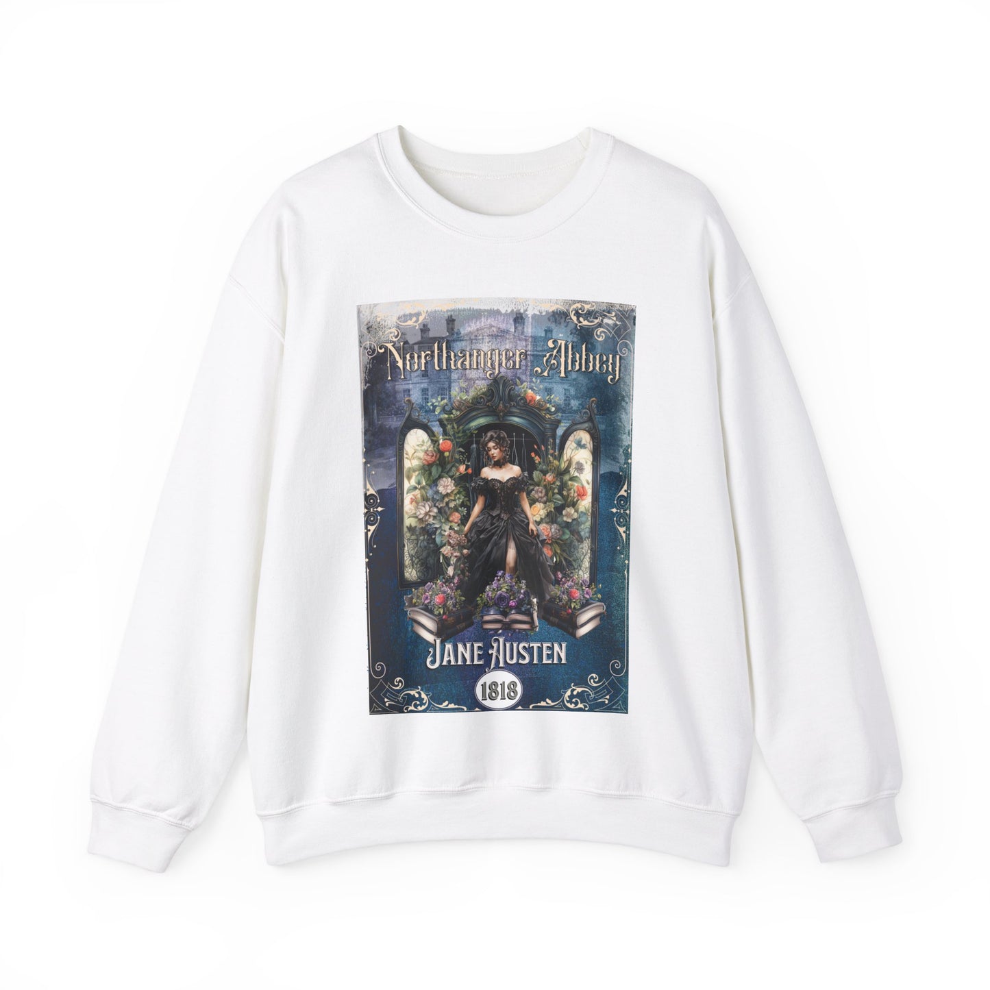 Jane Austen Sweatshirt, Northanger Abbey Historical Romance Sweater, Bookish Literary Jane Austen Fan Art Gift, Gift for Her, Bookclub Shirt Sweatshirt Printify S White