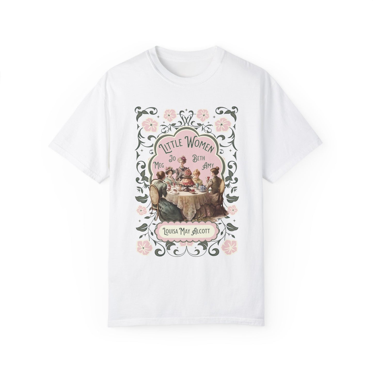 Little Women Comfort Colors T-Shirt, Louisa May Alcott Historical Romance, Bookish Literary Fan Art Tee Gift for Her Bookclub Crewneck Shirt T-Shirt Printify White S