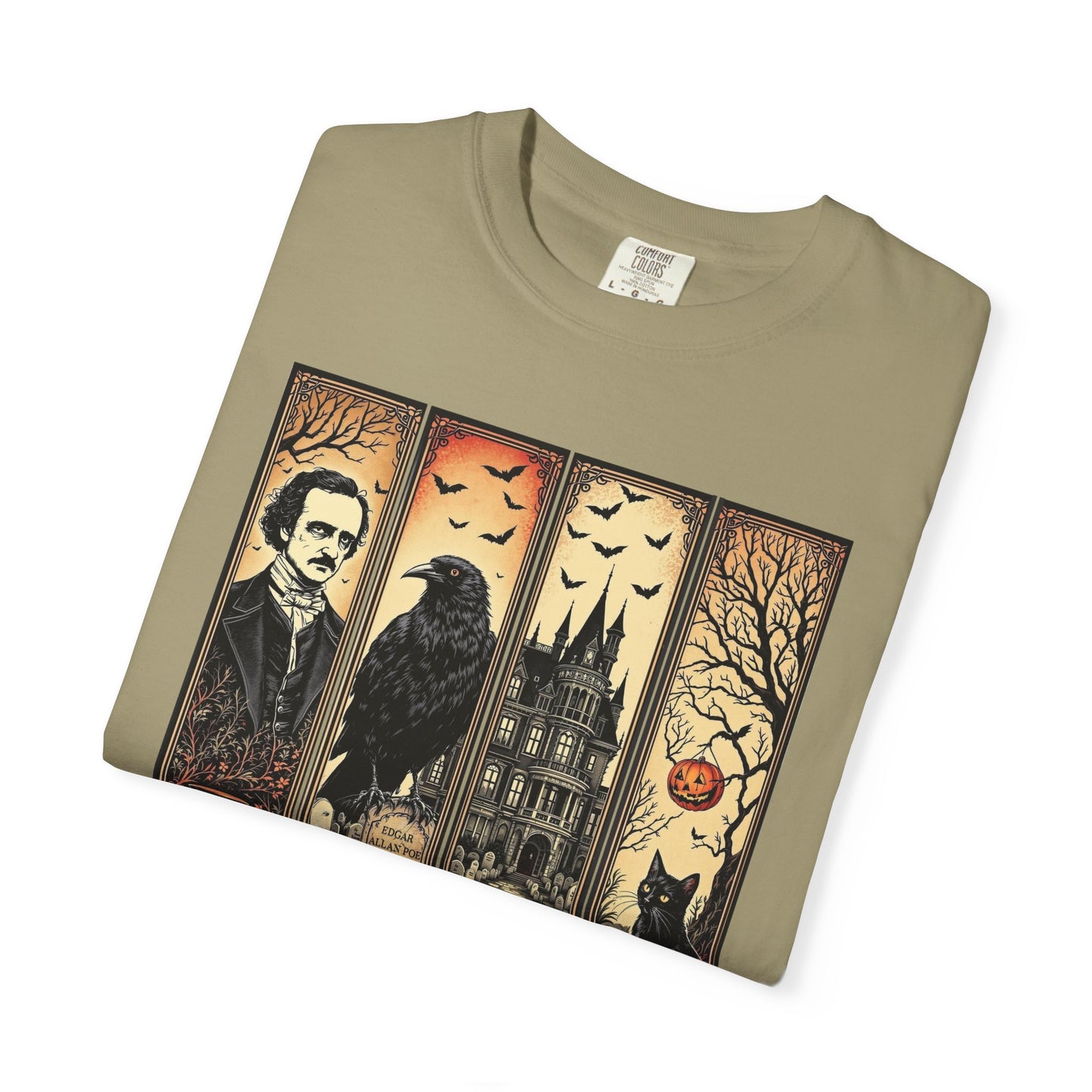 Edgar Allan Poe T-Shirt Gothic Graphic Tee The Raven Nevermore Quote Horror Literature Shirt Dark Academia Aesthetic Halloween Party Gift