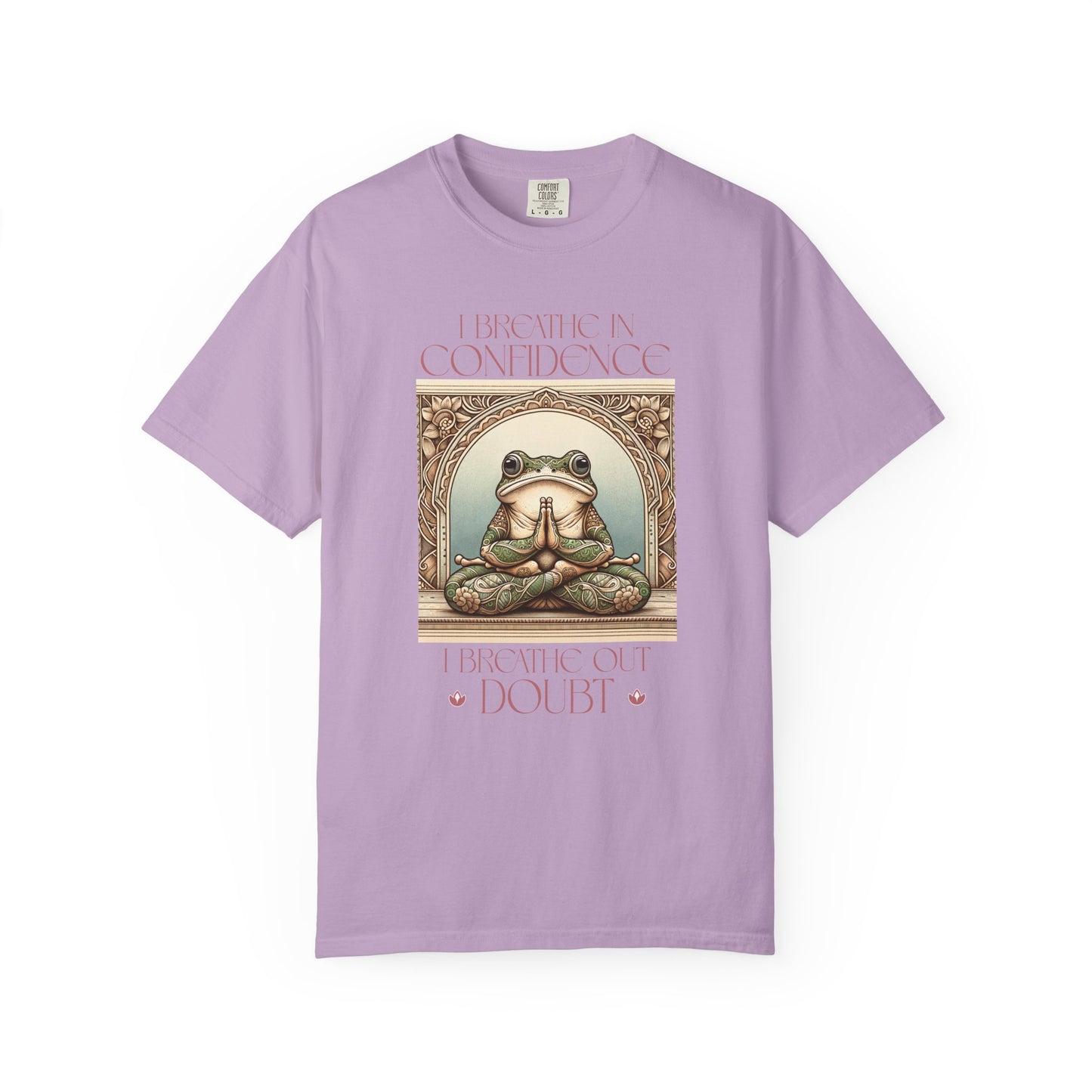 Pink Yoga Frog Shirt I Breathe In Confidence And I Breathe Out Doubt Unisex T-Shirt, Casual Wear, Highlander Fan Gift, T-Shirt Printify Orchid S