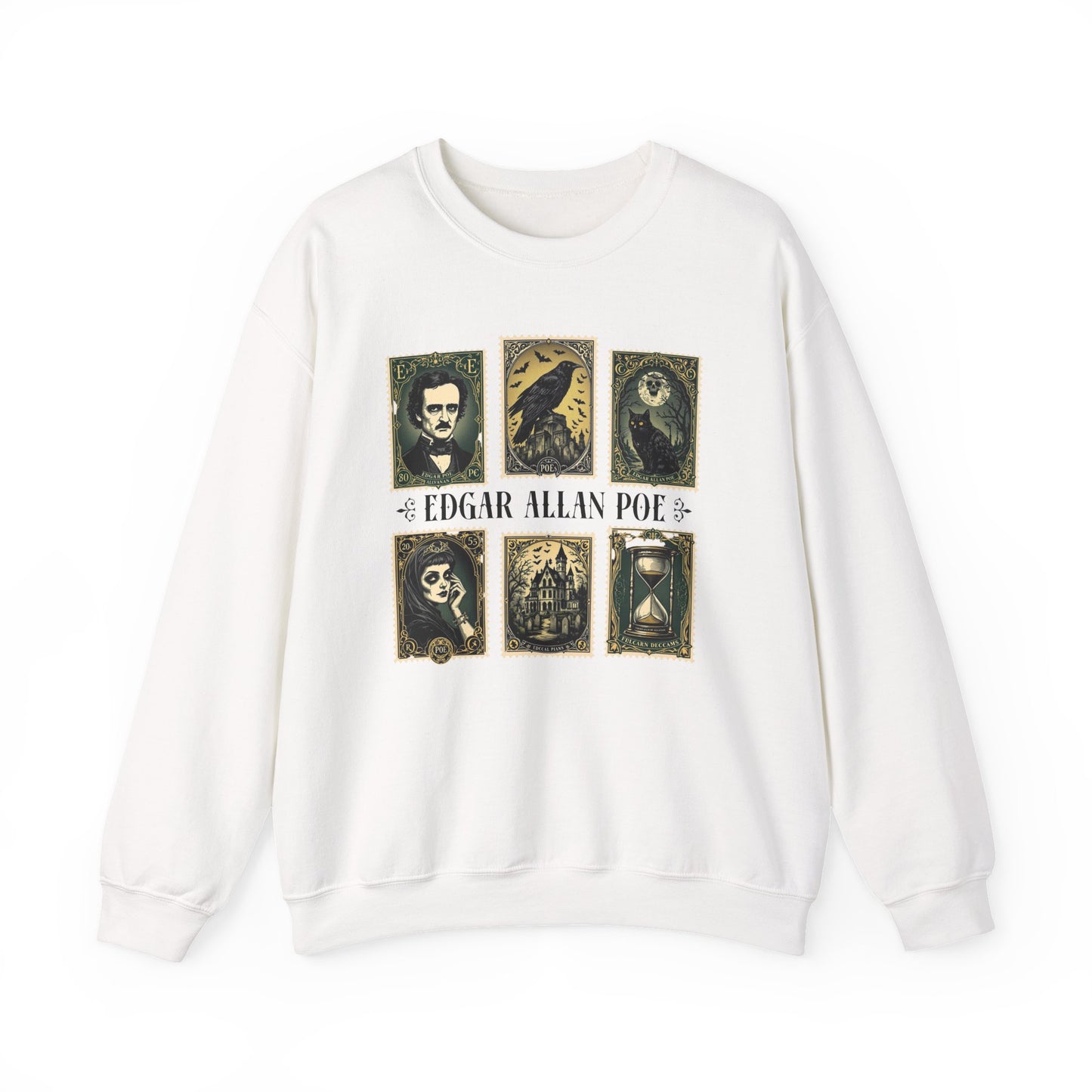 Edgar Allan Poe Sweatshirt The Raven Nevermore Gothic Horror Sweater Dark Academia Macabre Halloween Gift for Book Lovers Birthday Christmas Sweatshirt Printify White S