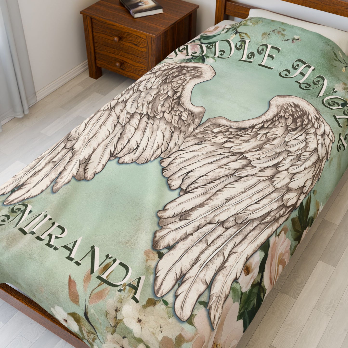 Custom Angel Wings Cuddle Plush Blanket Cozy Throw for Spiritual Gift for Birthday Christmas Gift for Mom or Best Girl Friends Angelic Love All Over Prints Printify