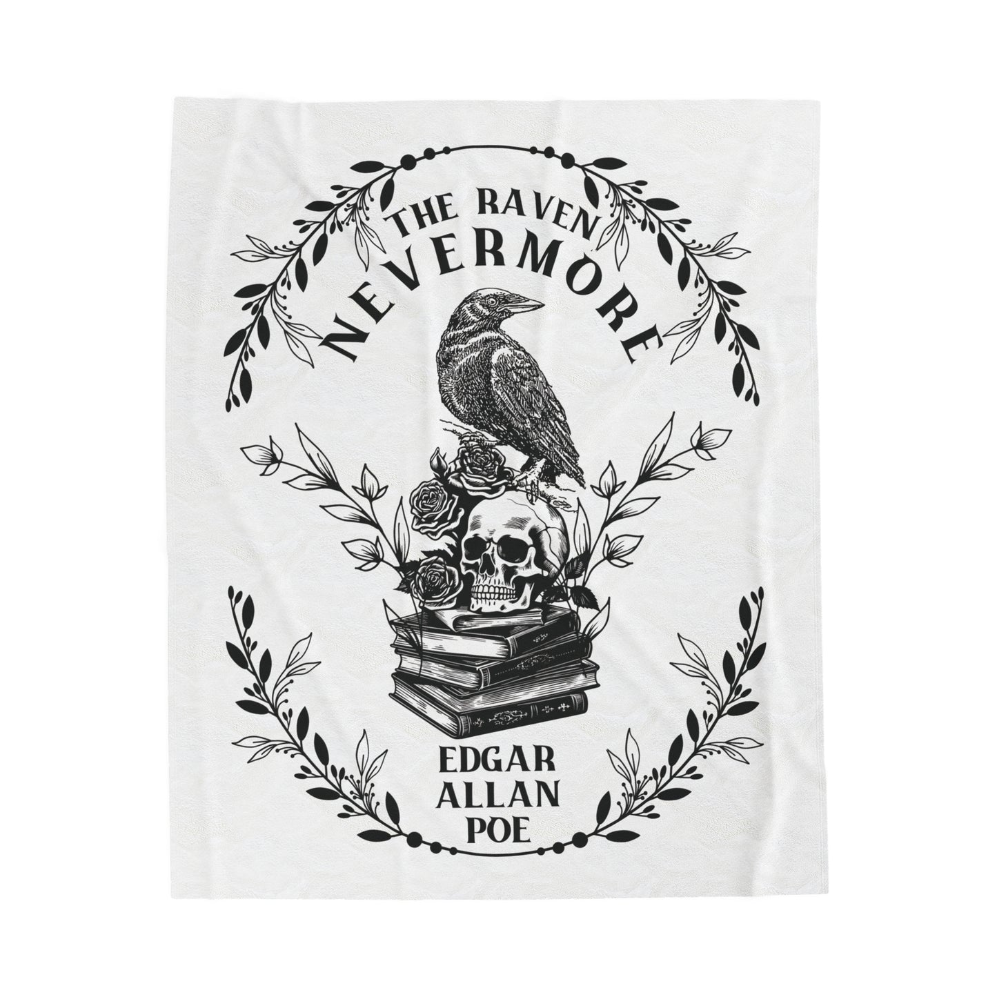 Edgar Allan Poe, Nevermore The Raven Throw Blanket, Book Lover Reading Blanket, Gothic, Light, Dark Academia, Horror Movie Watching Blanket All Over Prints Printify 50" × 60"