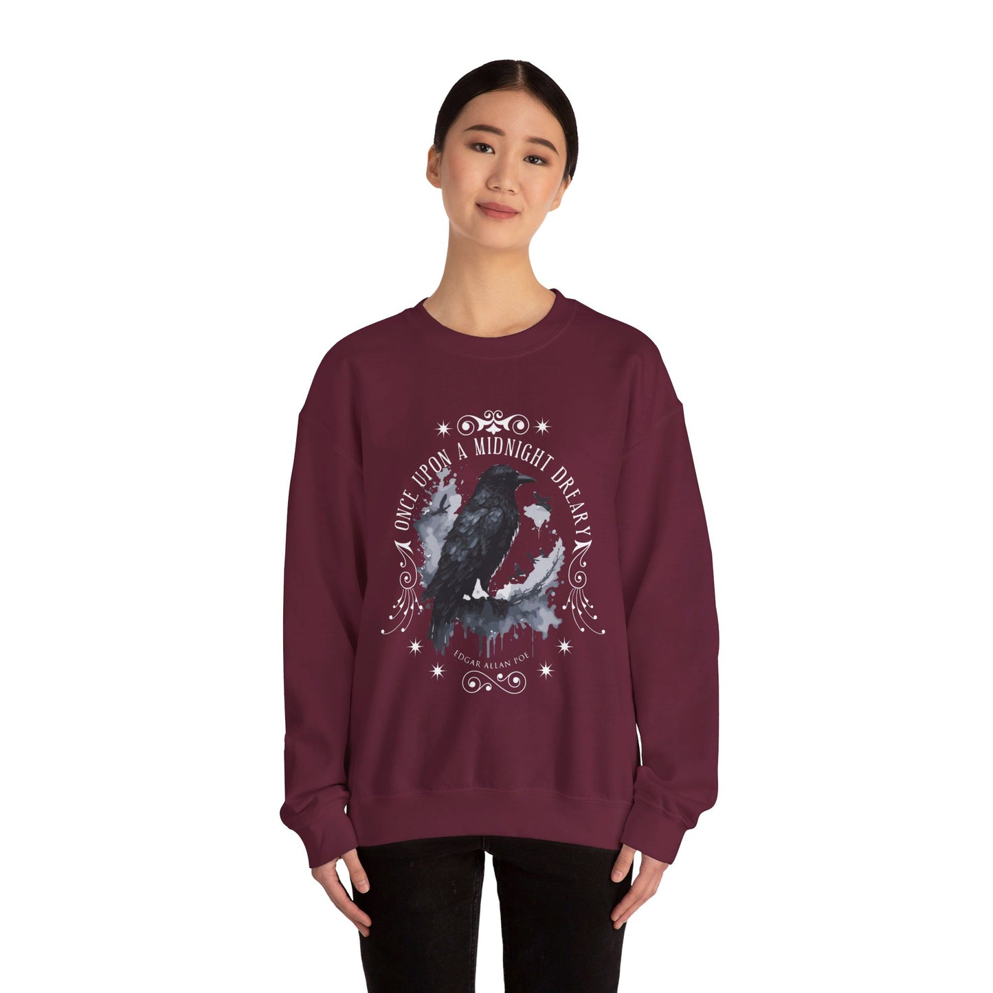 Edgar Allan Poe, The Raven Sweatshirt, Poet, Poetry Lover Sweater, Book Lover, Haunting Gothic Gift, Light, Dark Academia, Horror Movie Top Sweatshirt Printify