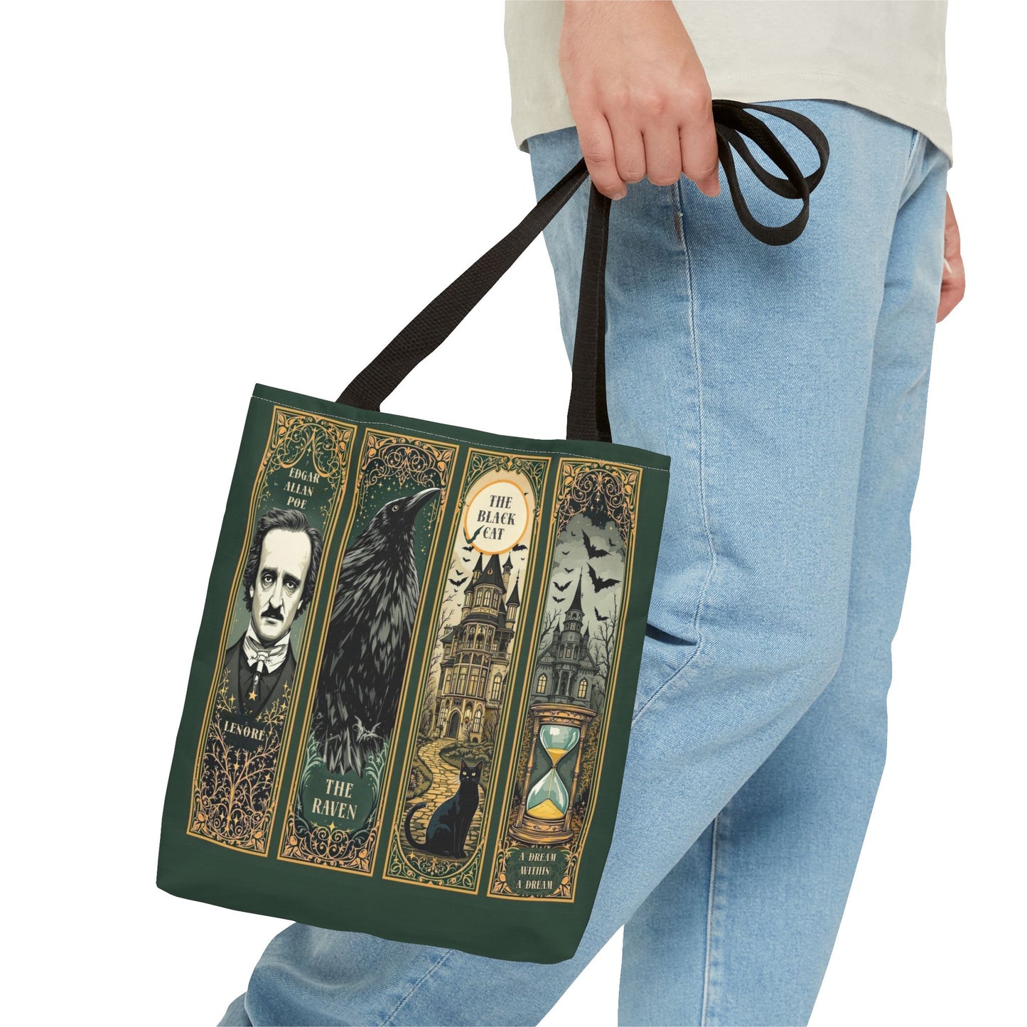 Edgar Allan Poe Tote Bag Gothic Literary Gift for Book Lover Dark Academia Macabre Accessory Halloween Tote Fall School Bag for Poetember Bags Printify