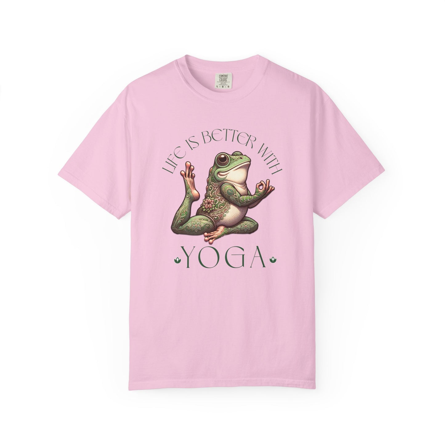Green Yoga Frog Life Is Better With Yoga Unisex T-Shirt, Casual Wear, Highlander Fan Gift, T-Shirt Printify Blossom S