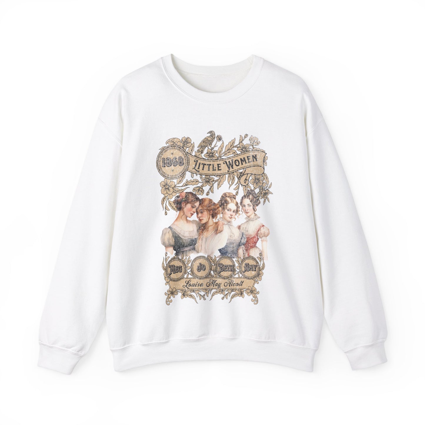 Little Women Sweatshirt, Louisa May Alcott Historical Romance Sweater, Bookish Literary Fan Art Gift, Gift for Her, Bookclub Crewneck Shirt Sweatshirt Printify S White
