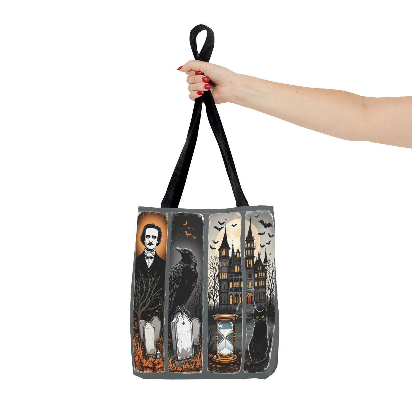 Edgar Allan Poe Tote Bag Gothic Literary Gift for Book Lover Dark Academia Macabre Accessory Halloween Tote Fall School Bag for Poetember Bags Printify