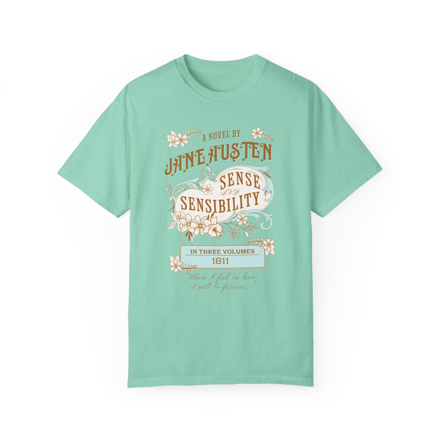 Jane Austen T-Shirt, Sense & Sensibility Historical Romance Comfort Colors Tee, Bookish Literary Jane Austen Fan Art Gift for Her, Readers, T-Shirt Printify Island Reef S