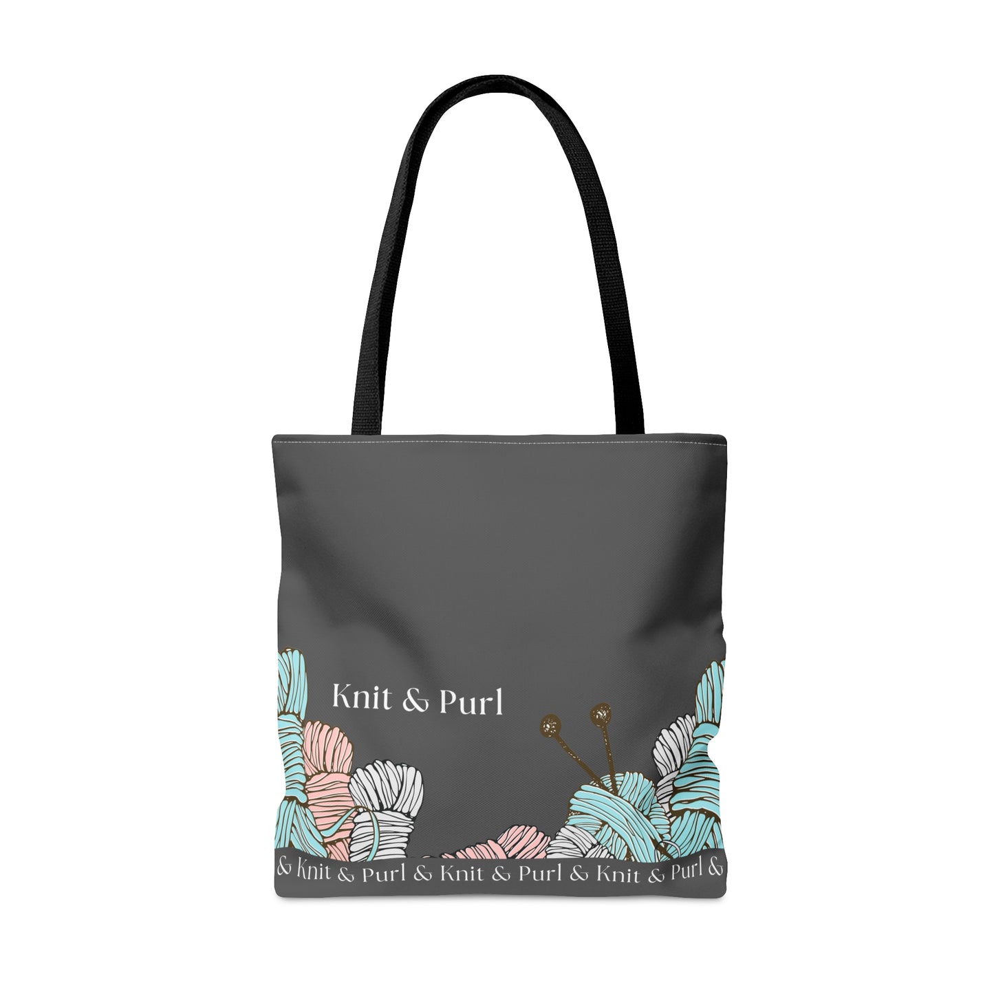 Knit & Purl Tote Bag, Crafter Bag, Yarn Storage Bag, Knitting Project Bag, Crochet Project Bag, Craft Project Tote Bag Bags Printify