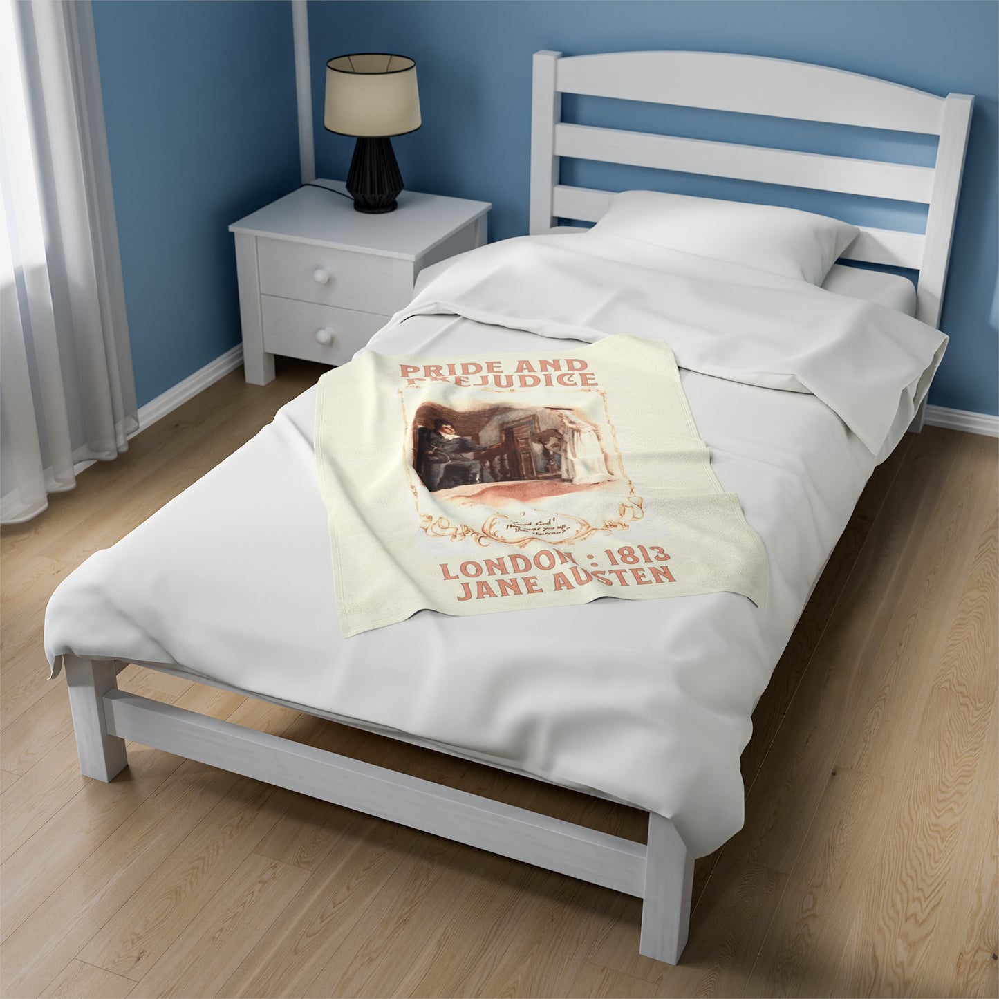 Jane Austen Plush Throw Blanket, Pride And Prejudice Historical Romance Gift, Bookish Literary Jane Austen Fan Art, Gift for Her, Bookclub All Over Prints Printify