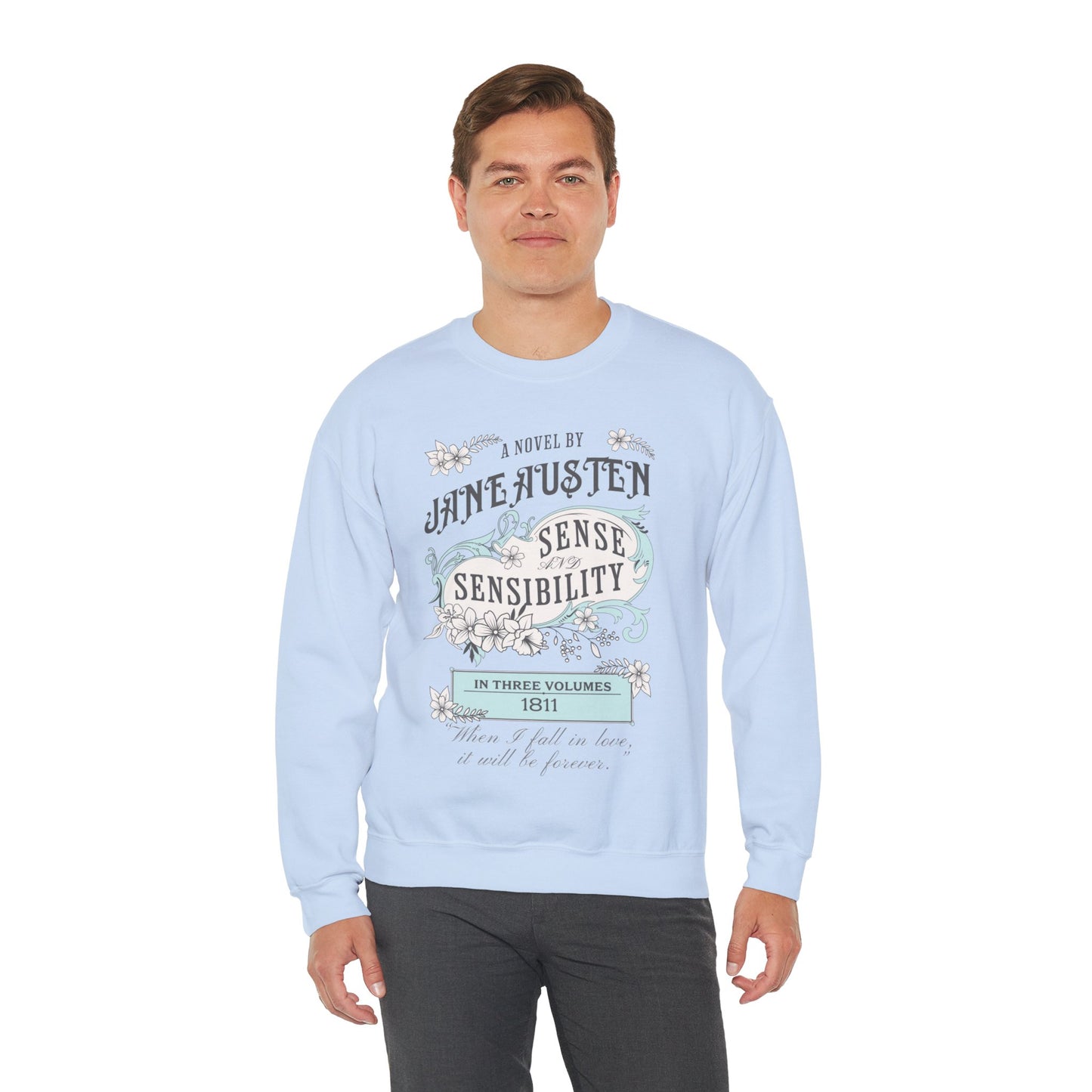 Jane Austen Sweatshirt, Sense & Sensibility Historical Romance Sweater, Bookish Literary Jane Austen Fan Art Gift, Gift for Her, Readers, Sweatshirt Printify