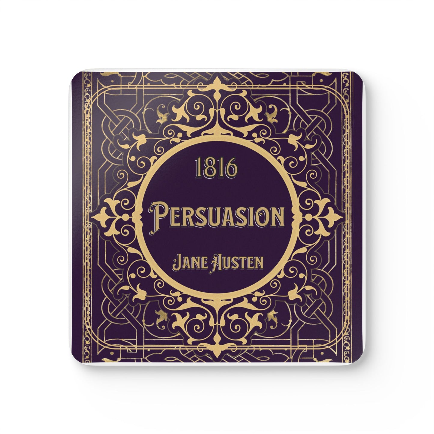 Jane Austen Coffee Mug Coasters, Persuasion Historical Romance Home Decor, Bookish Bookclub Literary Set of 4 Fan Art Gifts For Her Home Decor Printify