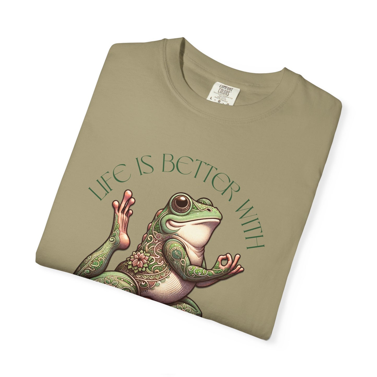 Green Yoga Frog Life Is Better With Yoga Unisex T-Shirt, Casual Wear, Highlander Fan Gift, T-Shirt Printify