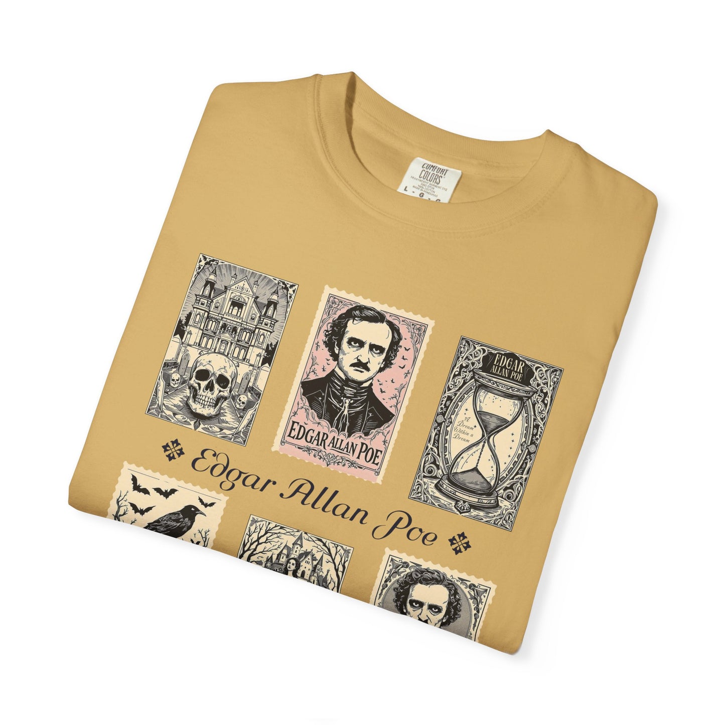Edgar Allan Poe T-Shirt Gothic Graphic Tee The Raven Nevermore Quote Horror Literature Shirt Dark Academia Aesthetic Halloween Party Gift