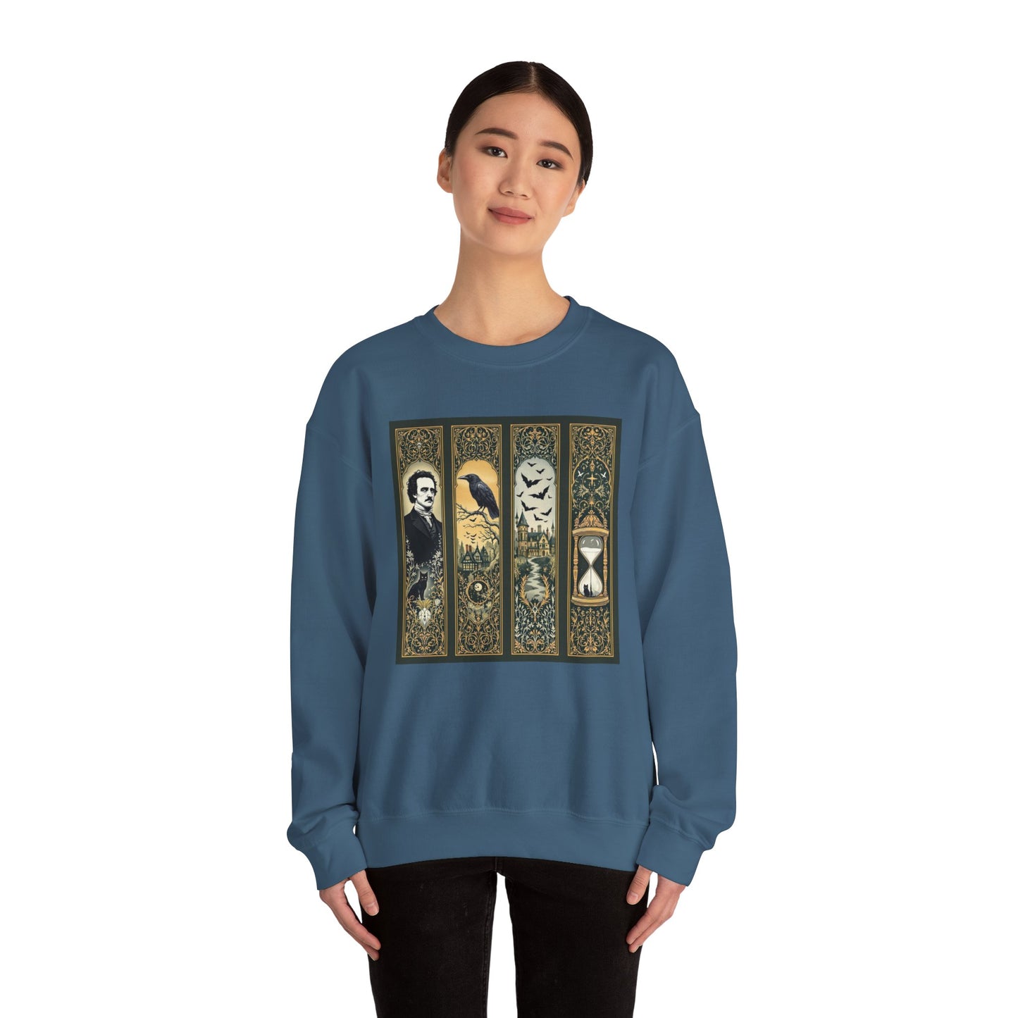 Edgar Allan Poe Sweatshirt The Raven Nevermore Gothic Horror Sweater Dark Academia Macabre Halloween Gift for Book Lovers Birthday Christmas