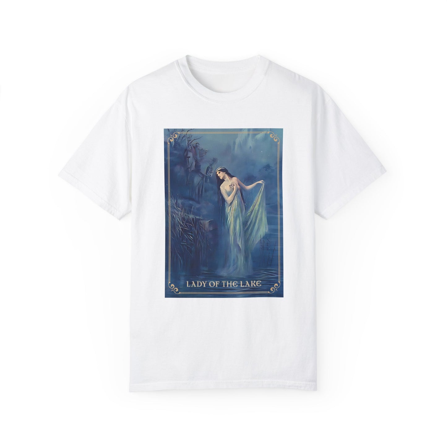 Lady of the Lake Print Unisex T-Shirt Perfect Renfaire Medieval Festival Shirt Mystical Vintage Tee Fairy Tale Merch Fantasy Lover Gifts T-Shirt Printify White S