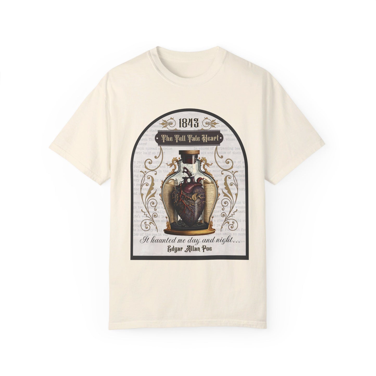 Edgar Allan Poe Shirt, The Tell Tale Heart Tee, Book, Reading Lover Shirt, Halloween, Gothic, Light Academia Gifts, Comfort Colours TShirt T-Shirt Printify Ivory S