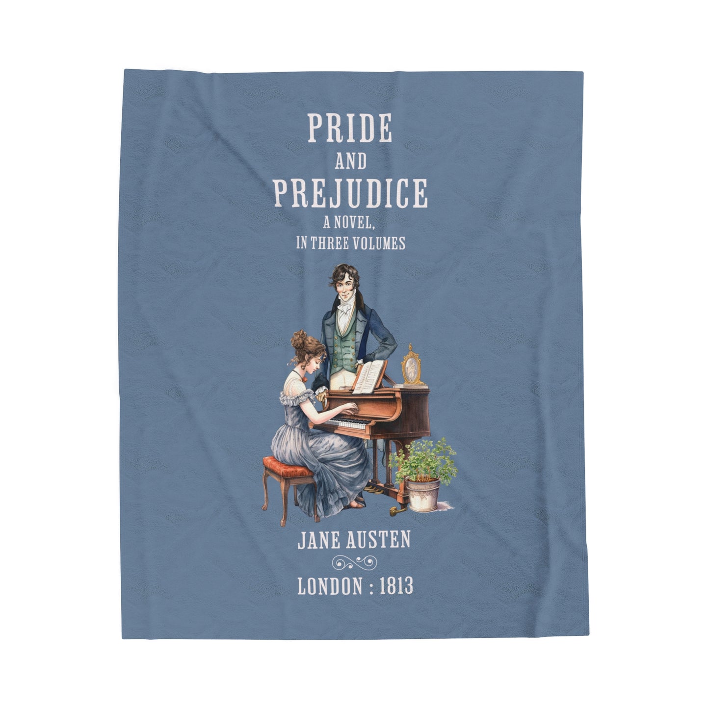 Jane Austen Plush Throw Blanket, Pride And Prejudice Historical Romance Gift, Bookish Literary Jane Austen Fan Art, Gift for Her, Bookclub All Over Prints Printify 50" × 60"