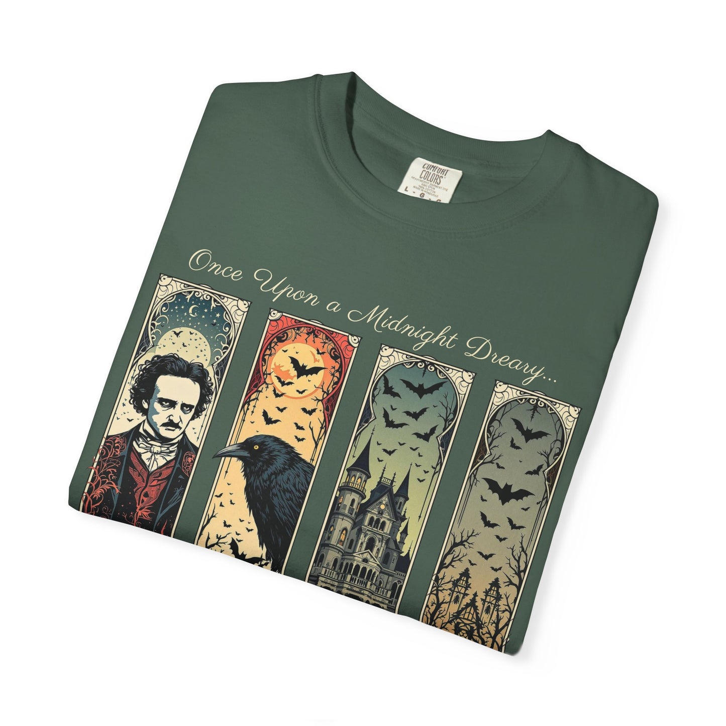 Edgar Allan Poe T-Shirt Gothic Graphic Tee The Raven Nevermore Quote Horror Literature Shirt Dark Academia Aesthetic Halloween Party Gift