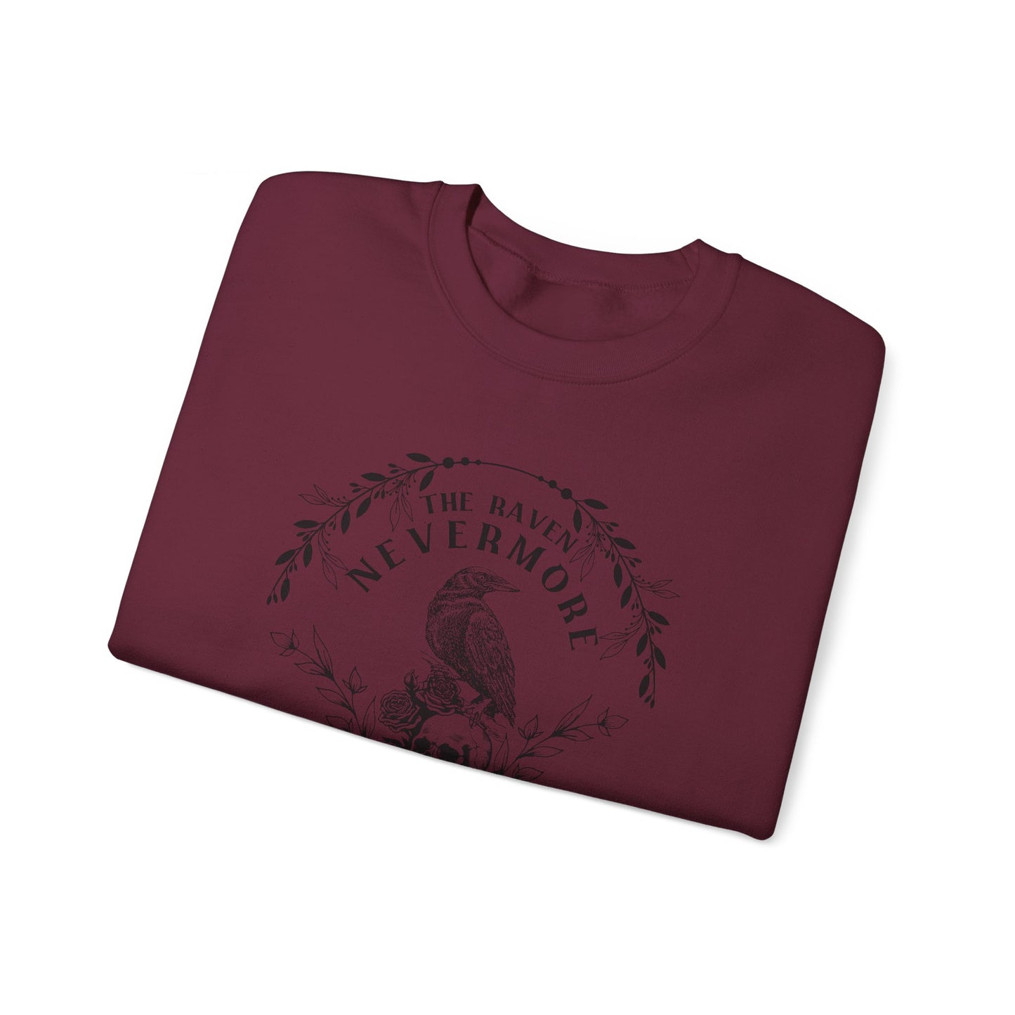 Edgar Allan Poe, Nevermore The Raven Sweatshirt, Book Lover, Halloween, Haunting Gothic Gift, Light, Dark Academia, Horror Movie Sweater Sweatshirt Printify
