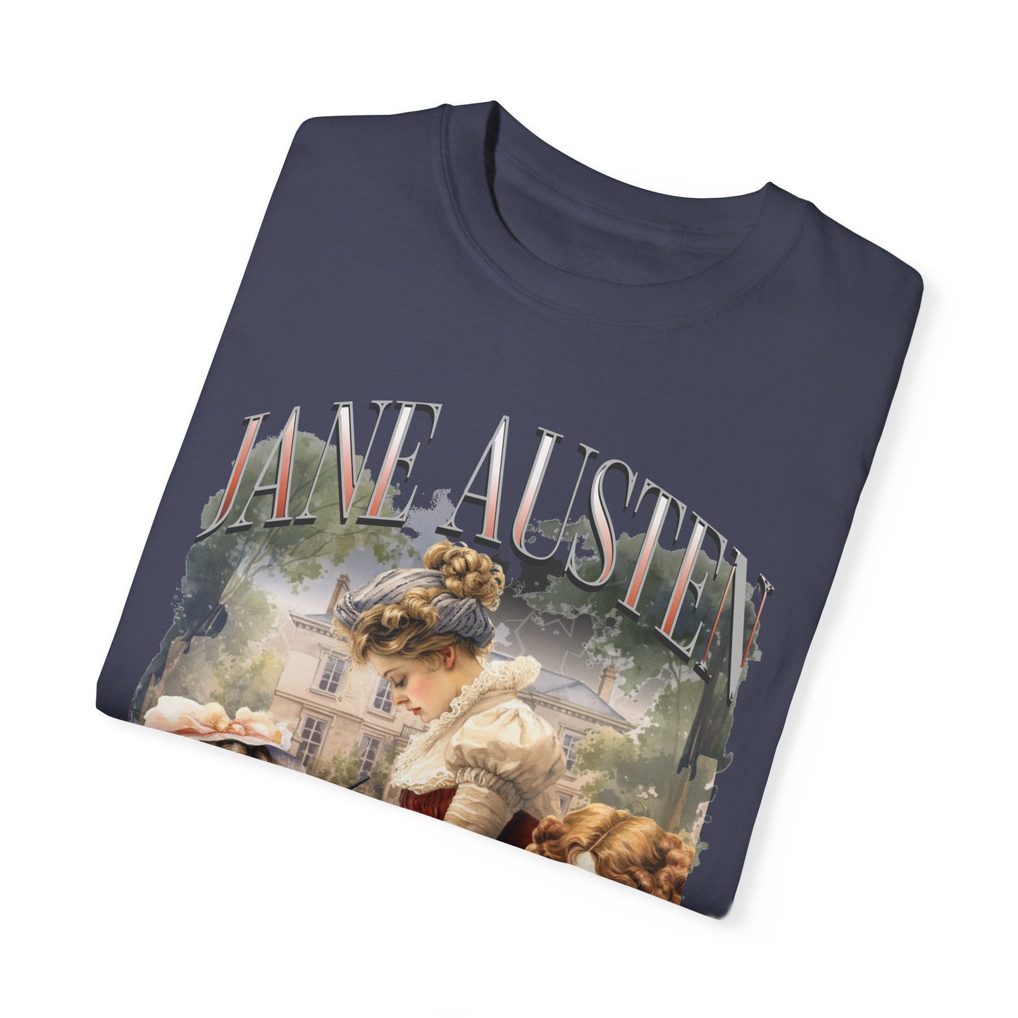 Retro Jane Austen Unisex Garment-Dyed T-shirt T-Shirt Printify