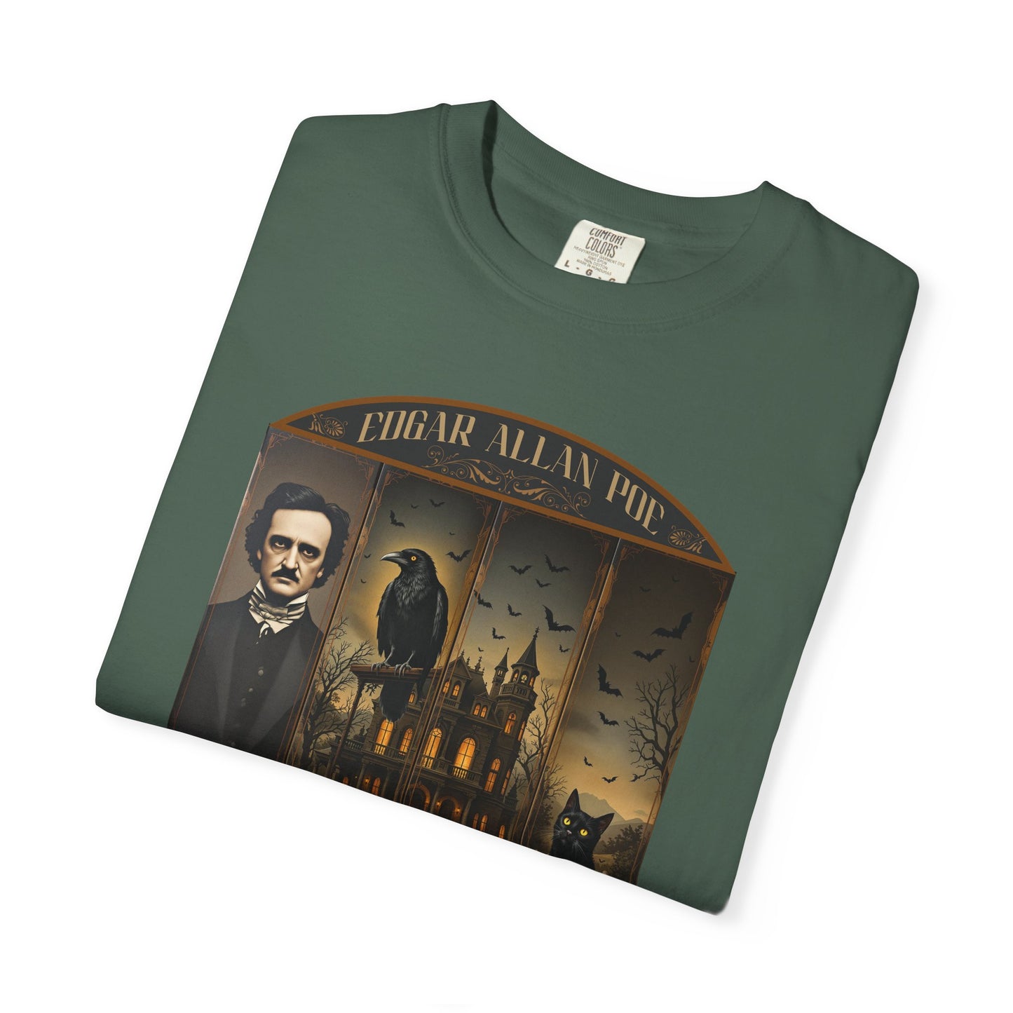 Edgar Allan Poe T-Shirt Gothic Graphic Tee The Raven Nevermore Quote Horror Literature Shirt Dark Academia Aesthetic Halloween Party Gift