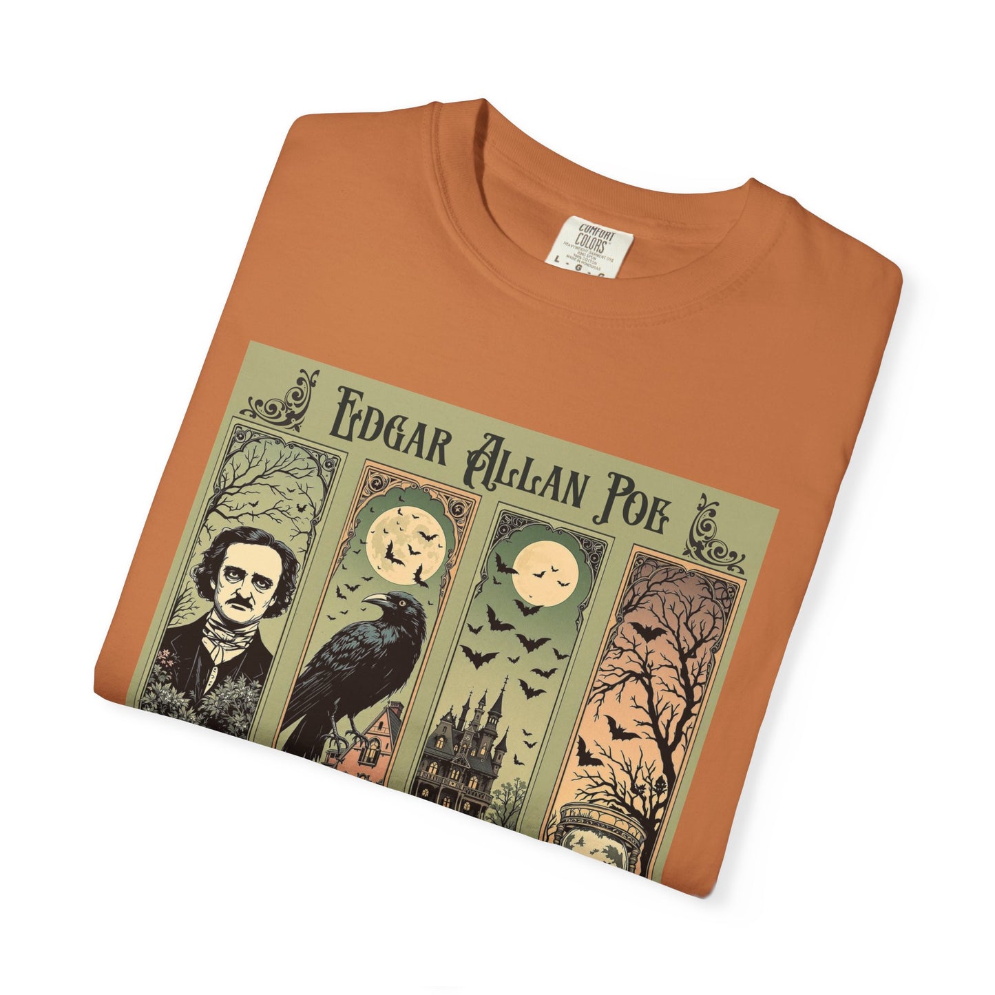 Edgar Allan Poe T-Shirt Gothic Graphic Tee The Raven Nevermore Quote Horror Literature Shirt Dark Academia Aesthetic Halloween Party Gift