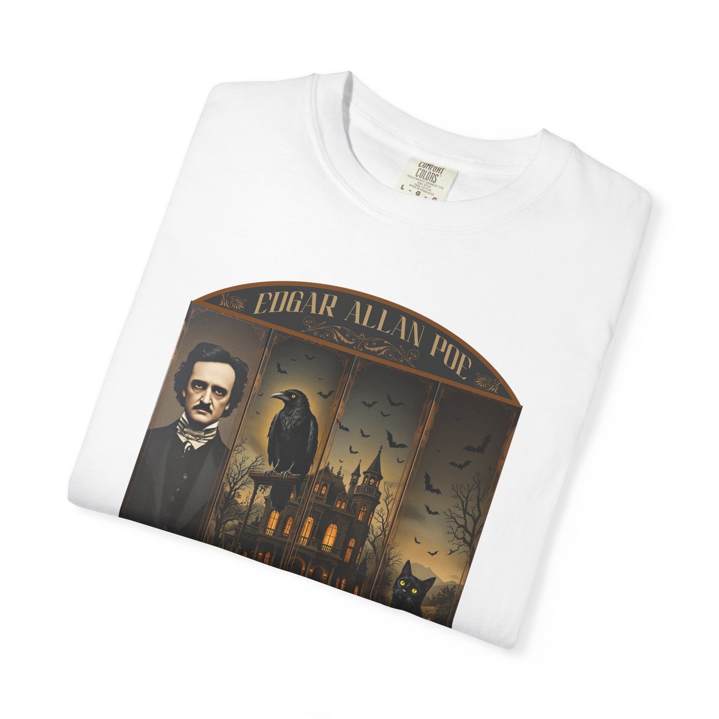 Edgar Allan Poe T-Shirt Gothic Graphic Tee The Raven Nevermore Quote Horror Literature Shirt Dark Academia Aesthetic Halloween Party Gift T-Shirt Printify
