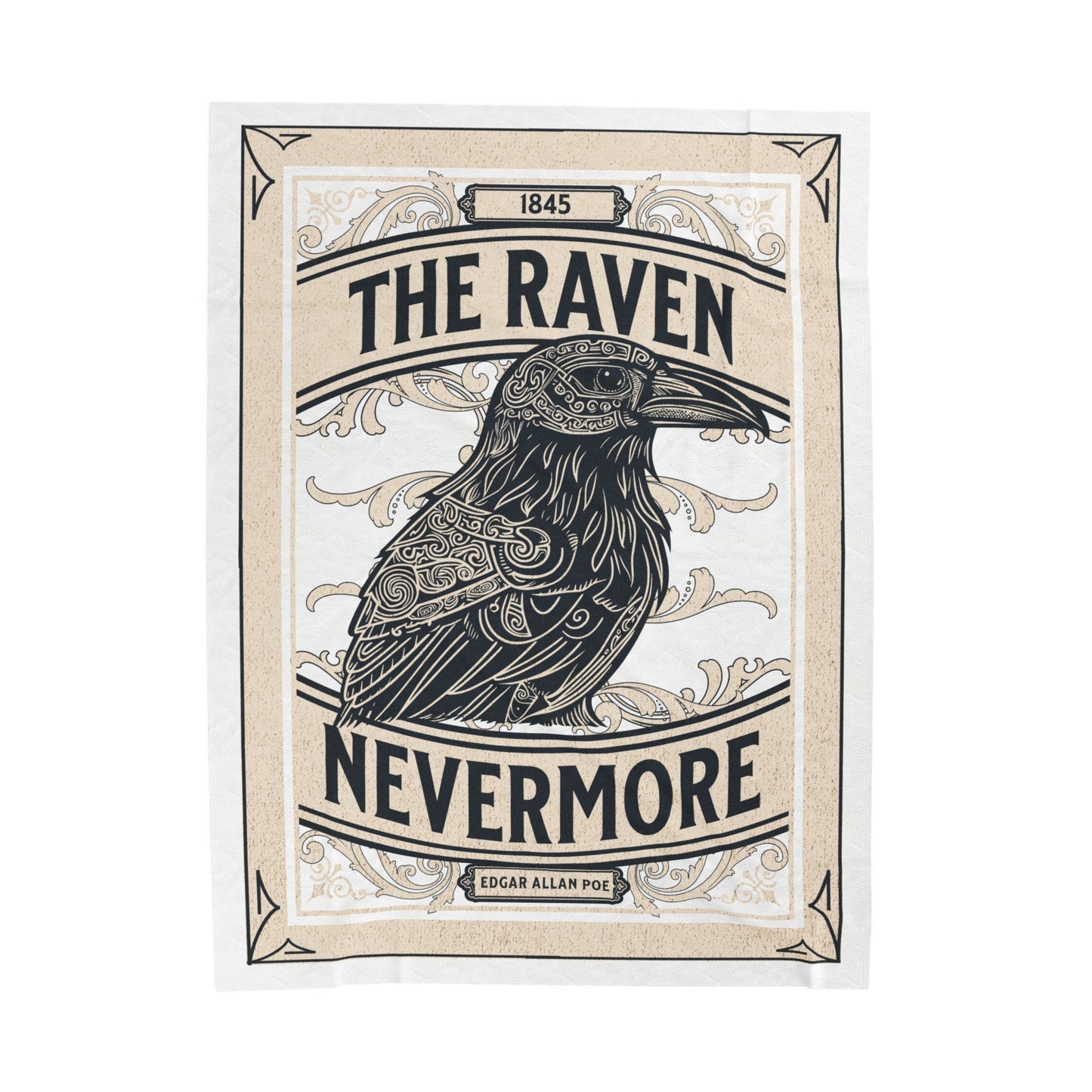 Edgar Allan Poe, Nevermore The Raven Throw Blanket, Book Lover Reading Blanket, Gothic Light, Dark Academia, Horror Movie Watching Blanket All Over Prints Printify 60" × 80"