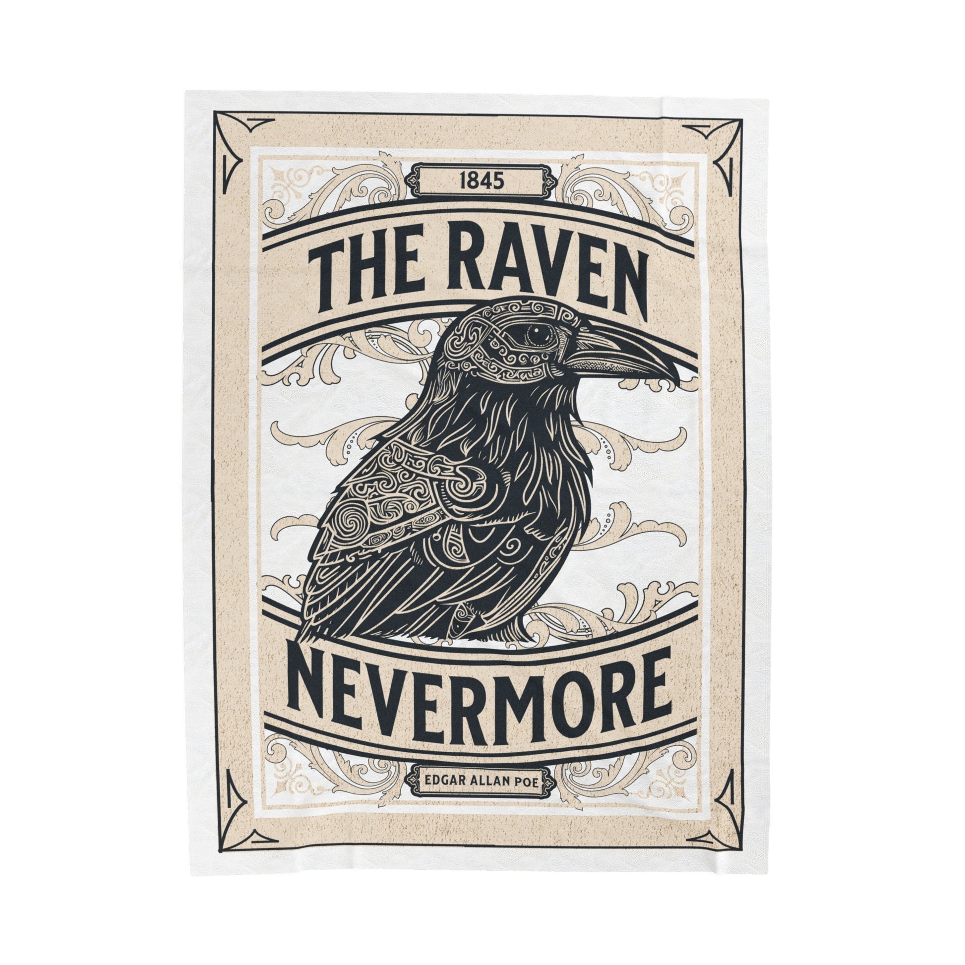 Edgar Allan Poe, Nevermore The Raven Throw Blanket, Book Lover Reading Blanket, Gothic Light, Dark Academia, Horror Movie Watching Blanket All Over Prints Printify 60" × 80"