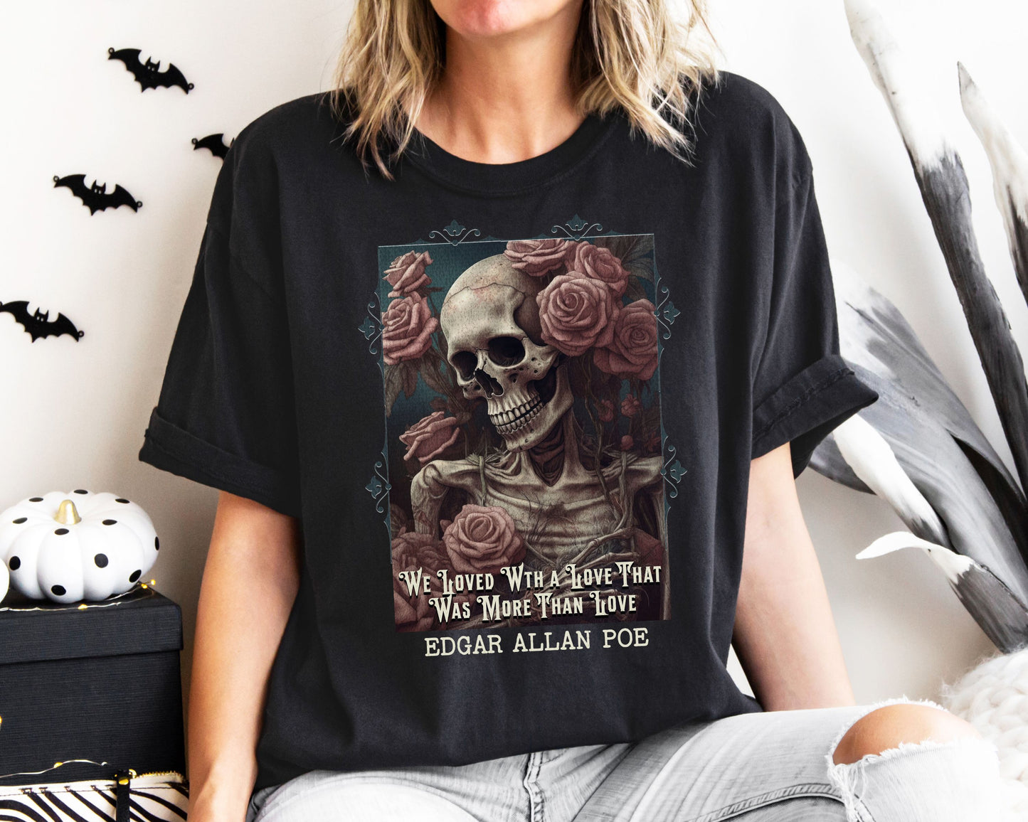 Edgar Allan Poe T-Shirt, Annabel-Lee Novel Vintage Book, Reading Lover Shirt, Halloween, Gothic, Light Academia Gift, Comfort Colours TShirt T-Shirt Printify