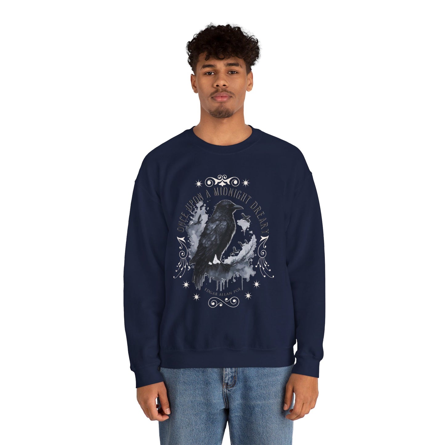 Edgar Allan Poe, The Raven Sweatshirt, Poet, Poetry Lover Sweater, Book Lover, Haunting Gothic Gift, Light, Dark Academia, Horror Movie Top Sweatshirt Printify