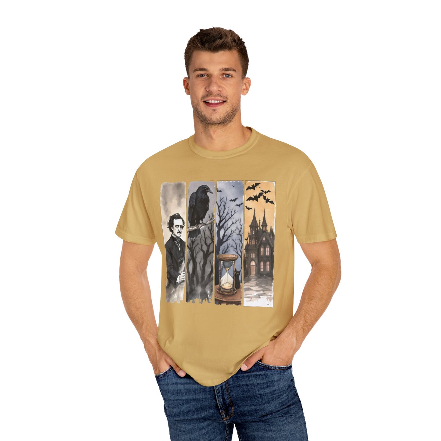Edgar Allan Poe T-Shirt Gothic Graphic Tee The Raven Nevermore Quote Horror Literature Shirt Dark Academia Aesthetic Halloween Party Gift T-Shirt Printify