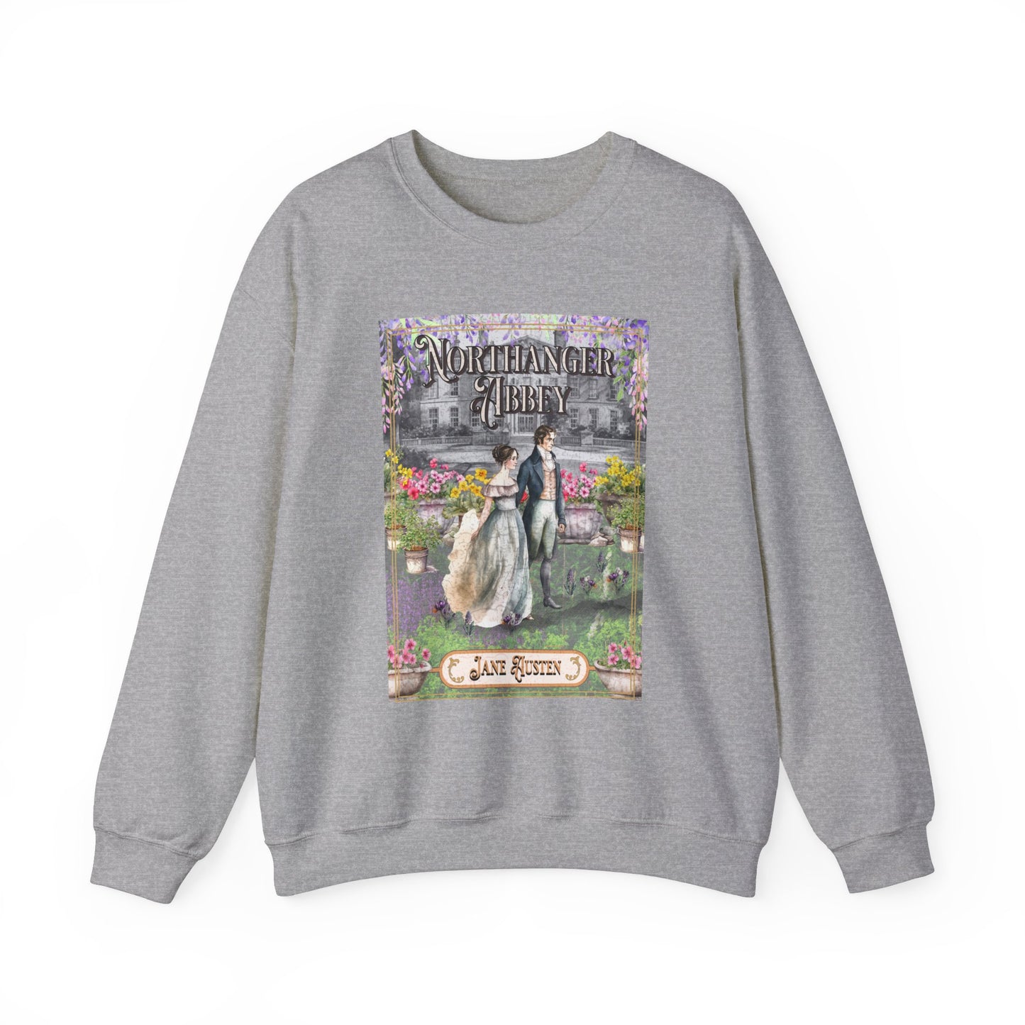 Jane Austen Sweatshirt, Northanger Abbey Historical Romance Sweater, Bookish Literary Jane Austen Fan Art Gift, Gift for Her, Bookclub Shirt Sweatshirt Printify S Sport Grey