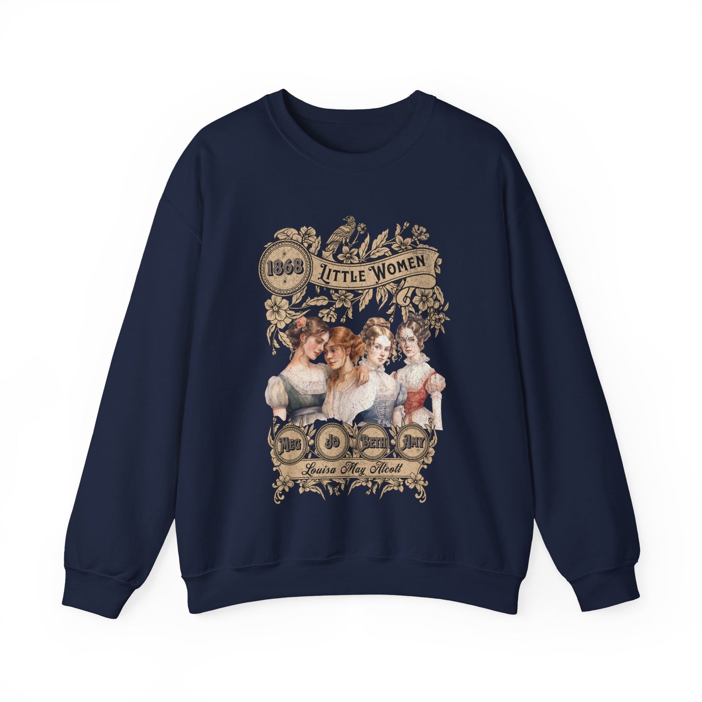 Little Women Sweatshirt, Louisa May Alcott Historical Romance Sweater, Bookish Literary Fan Art Gift, Gift for Her, Bookclub Crewneck Shirt Sweatshirt Printify S Navy