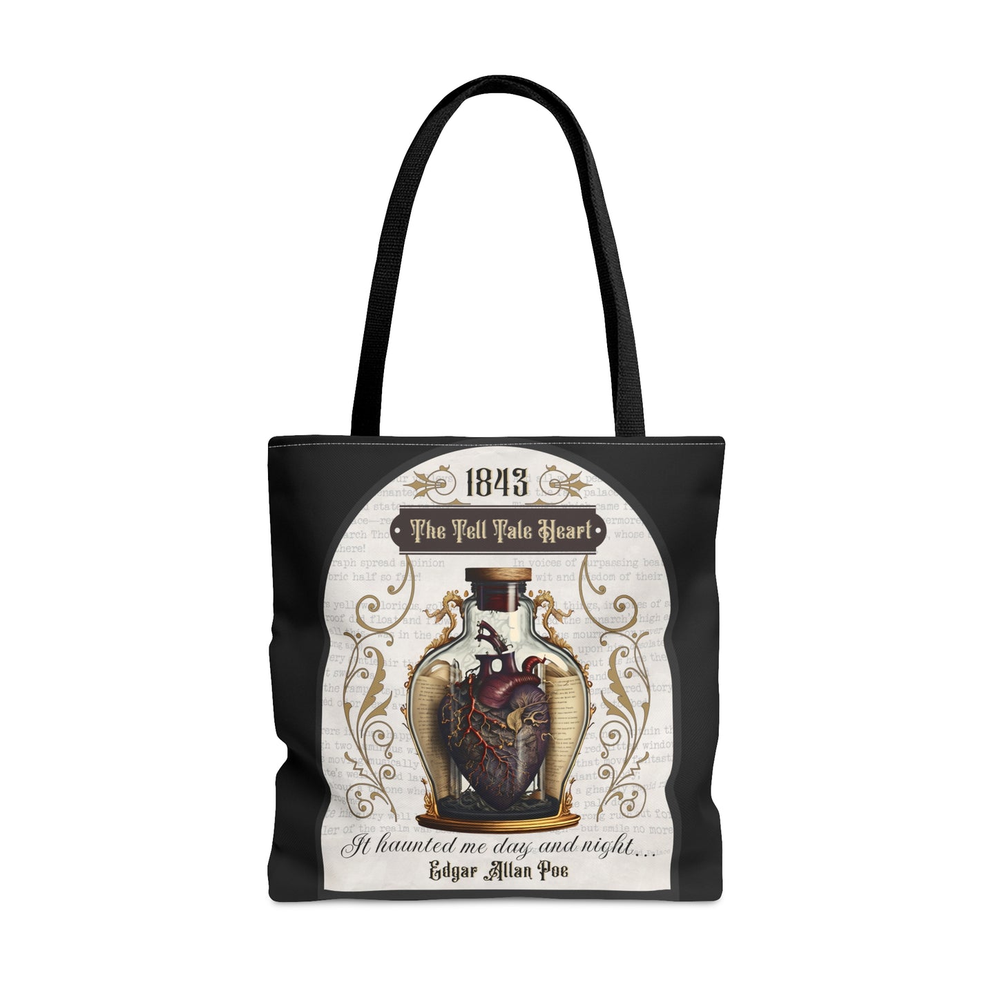 Edgar Allan Poe Tote Bag, The Tell Tale Heart, Vintage Poetry Lover Shoulder Bag, Dark Academia, Literary Bookish, Bookclub Gift, Autumn Bag Bags Printify Large