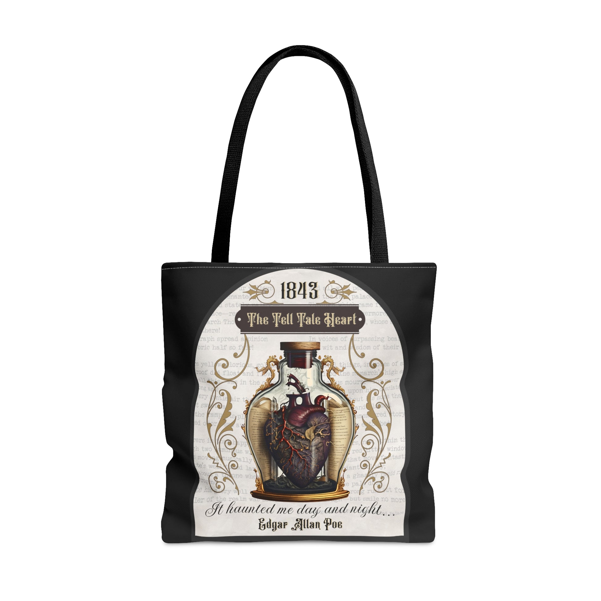 Edgar Allan Poe Tote Bag, The Tell Tale Heart, Vintage Poetry Lover Shoulder Bag, Dark Academia, Literary Bookish, Bookclub Gift, Autumn Bag Bags Printify Large
