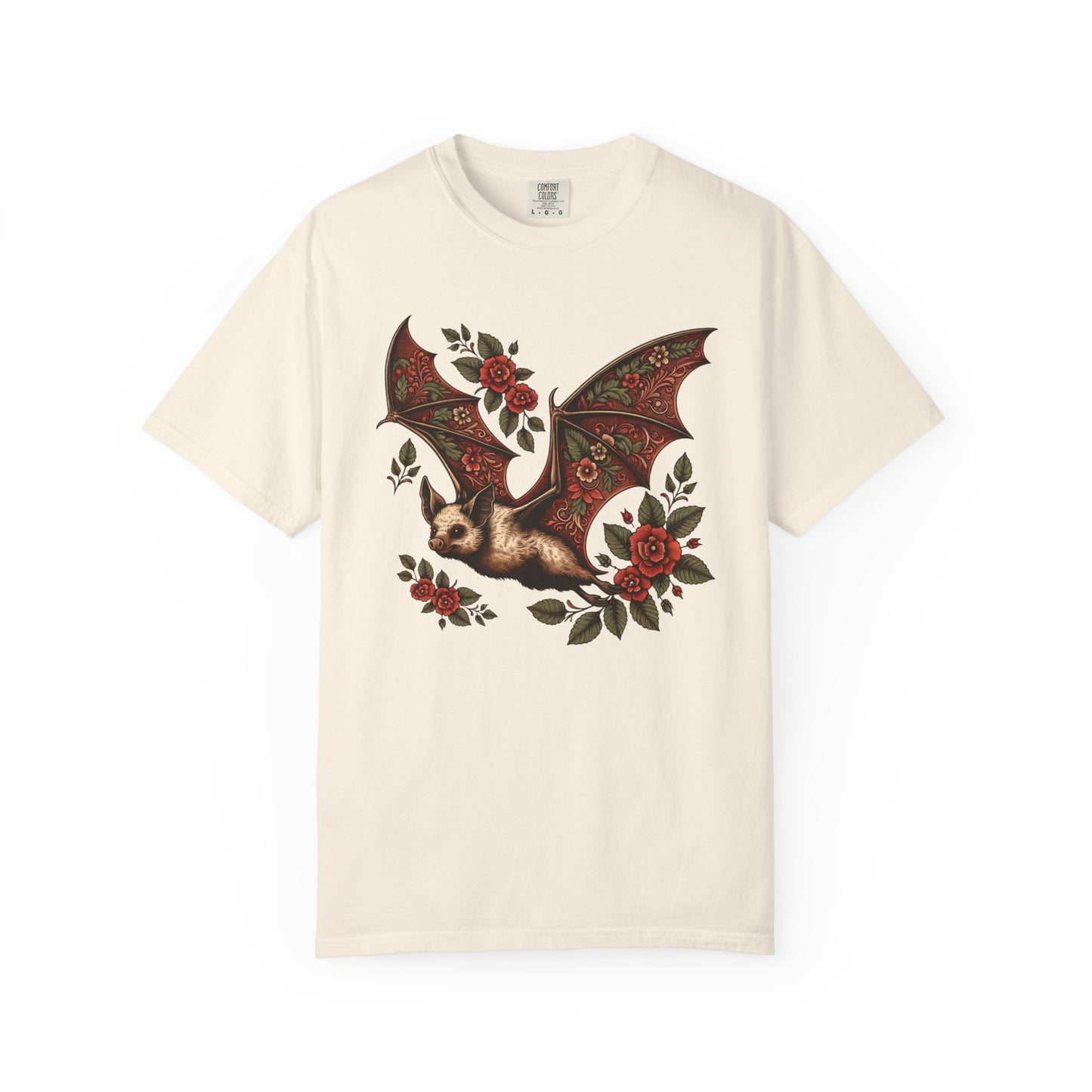 Vintage Bat TShirt Autumn Fall Style Bat Shirt For Halloween Party Spooky Vibes Witchy Dark Academia Comfort Colors Unisex Oversized Shirt T-Shirt Printify Ivory S