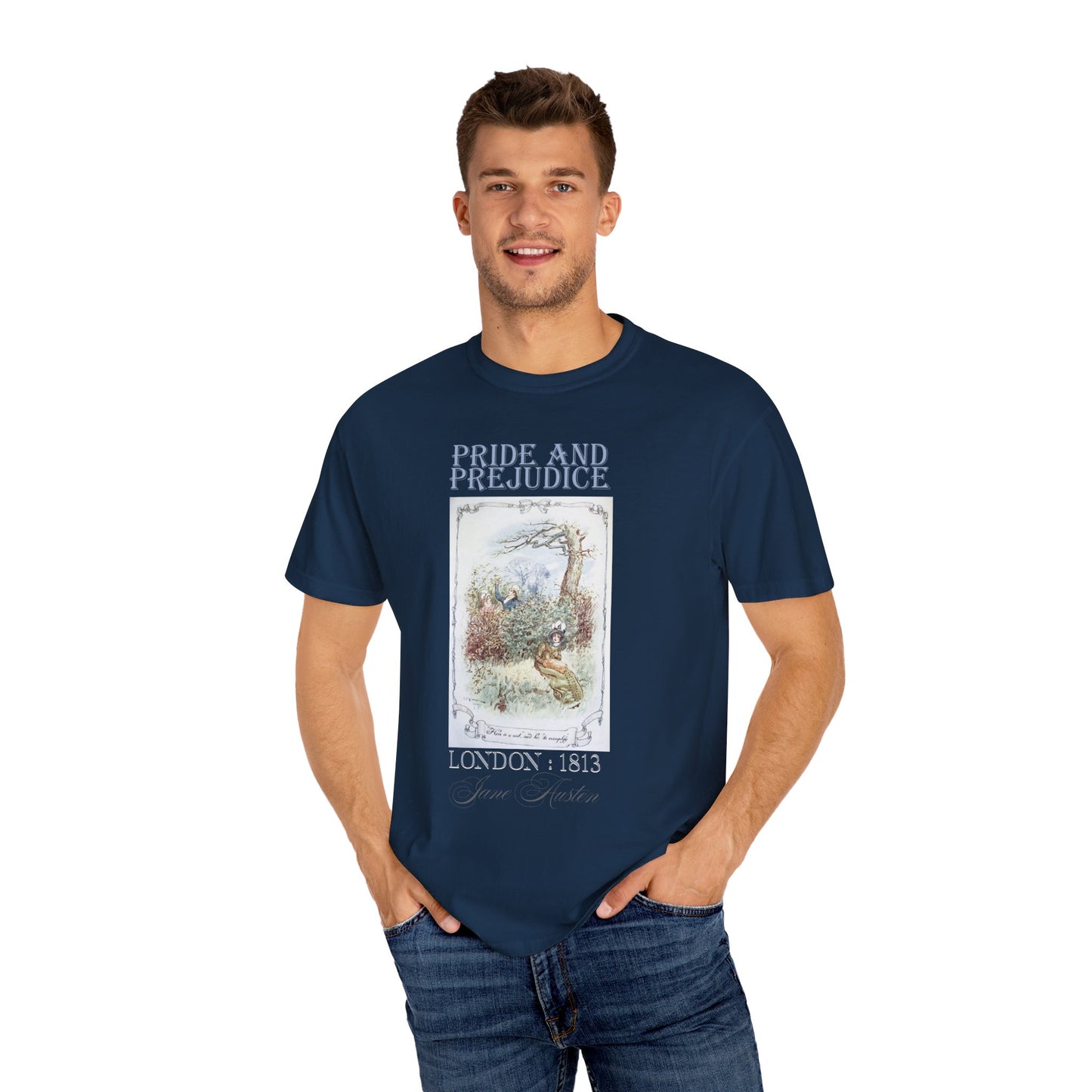 Jane Austen Comfort Colors TShirt, Pride & Prejudice Historical Romance, Bookish Literary Jane Austen Fan Art Gift for Her Bookclub Tee T-Shirt Printify