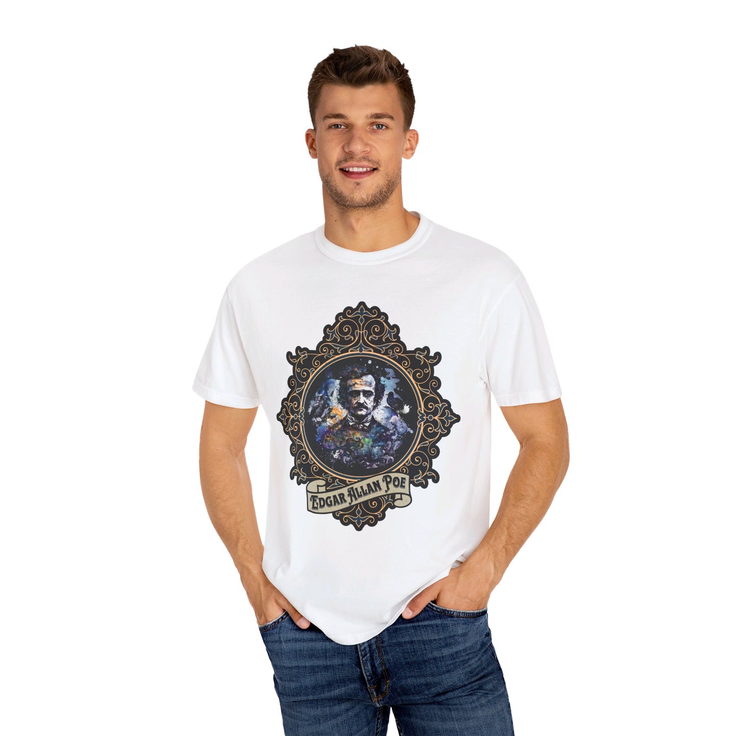Edgar Allan Poe Shirt, Poet, Poetry Lover Tee, Book, Reading Lover Shirt, Halloween, Gothic, Light Academia Gifts, Comfort Colours TShirt T-Shirt Printify