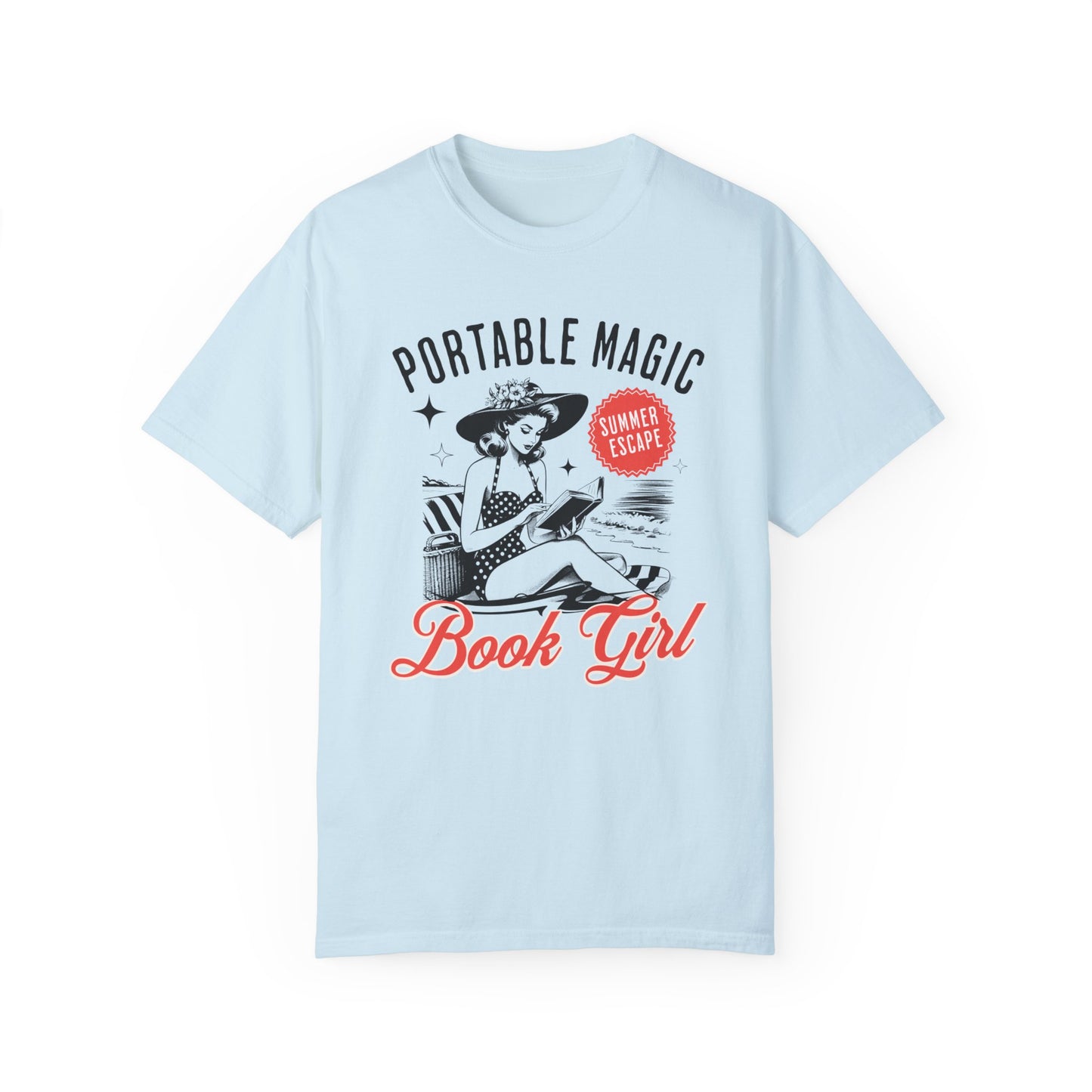 Portable Magic Book TShirt Retro Book Girl Summer Shirt Reader Lover Beach Bookish Gift For Vacation Romance Fantasy Reader Book Club Gifts T-Shirt Printify