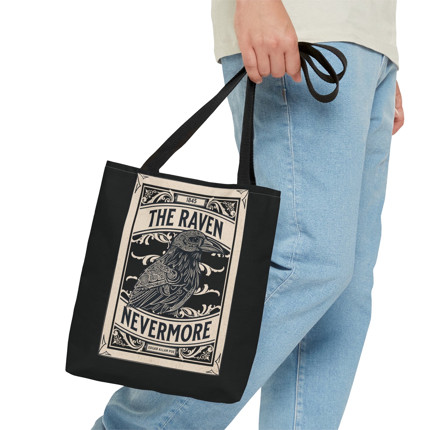Edgar Allan Poe Tote Bag, The Raven Nevermore Shoulder Bag, Book, Library, Grocery, Travel Bag, Dark Academia, Bookish, Bookclub Gift, Bags Printify