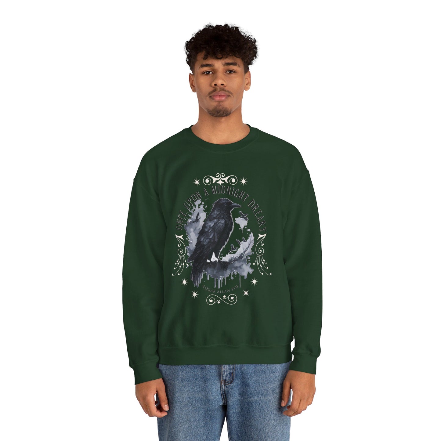 Edgar Allan Poe, The Raven Sweatshirt, Poet, Poetry Lover Sweater, Book Lover, Haunting Gothic Gift, Light, Dark Academia, Horror Movie Top Sweatshirt Printify
