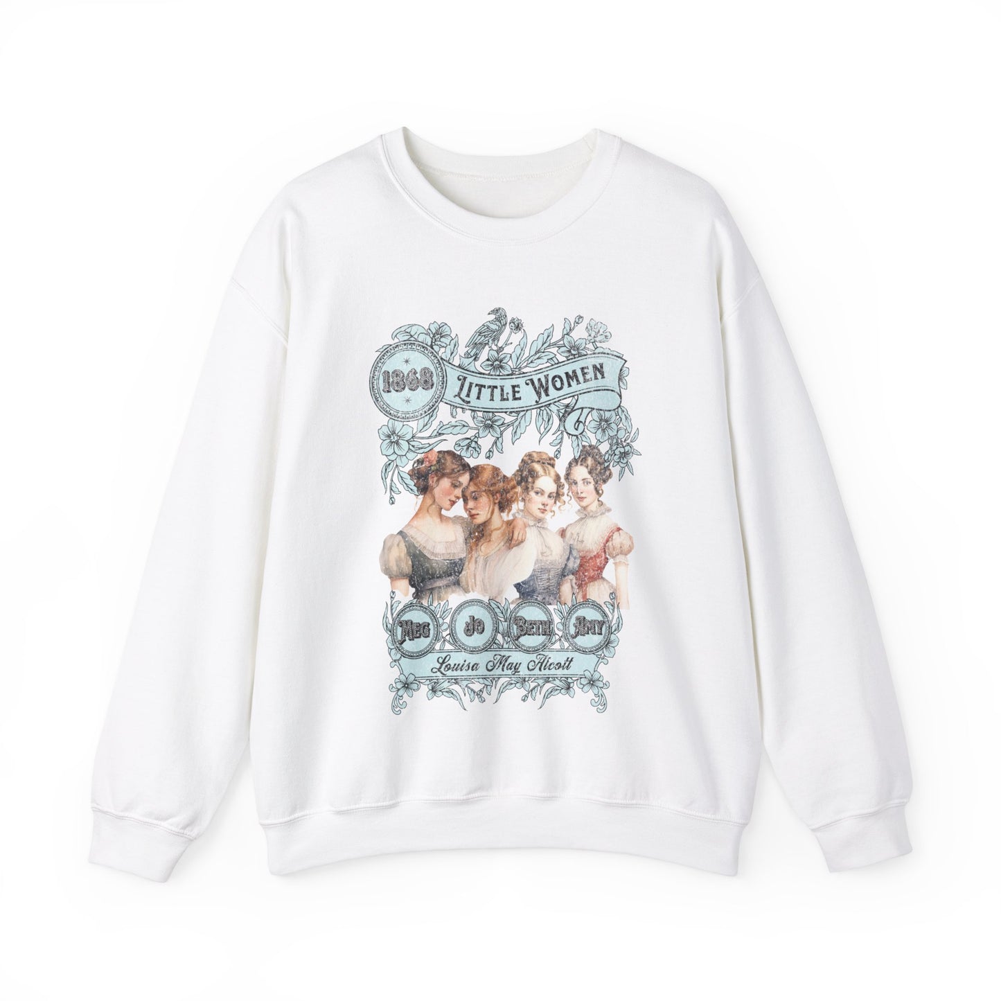 Little Women Sweatshirt, Louisa May Alcott Historical Romance Sweater, Bookish Literary Fan Art Gift, Gift for Her, Bookclub Crewneck Shirt Sweatshirt Printify S White