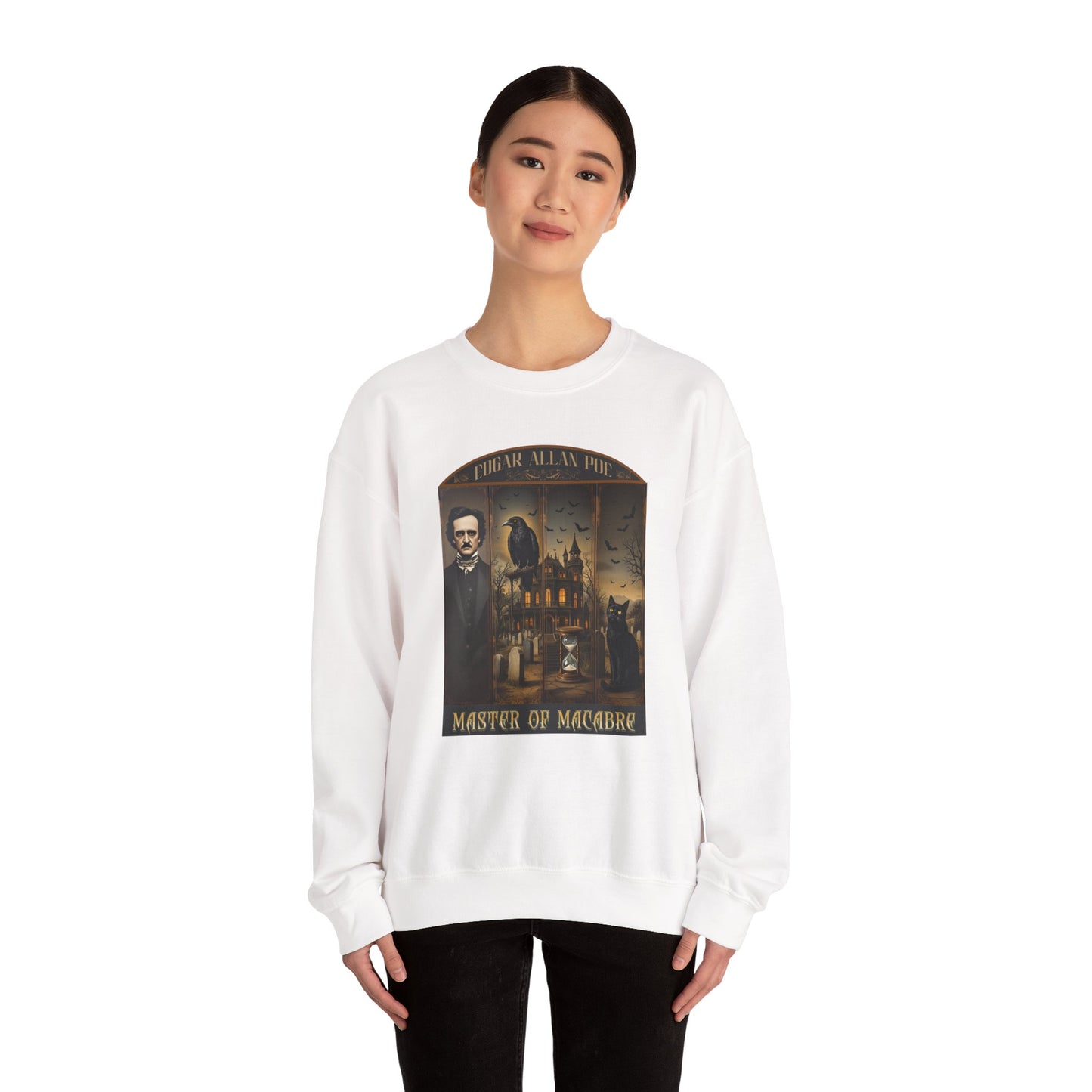 Edgar Allan Poe Sweatshirt The Raven Nevermore Gothic Horror Sweater Dark Academia Macabre Halloween Gift for Book Lovers Birthday Christmas Sweatshirt Printify