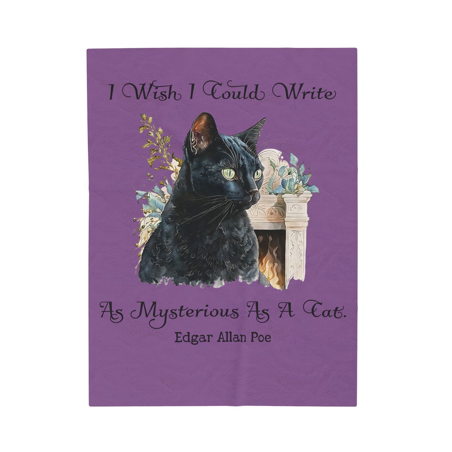 Edgar Allan Poe, The Black Cat Throw Blanket, Soft Book Lover Reading Blanket, Gothic Dark Academia, Horror Movie Watching Plush, Fairycore All Over Prints Printify 30" × 40"