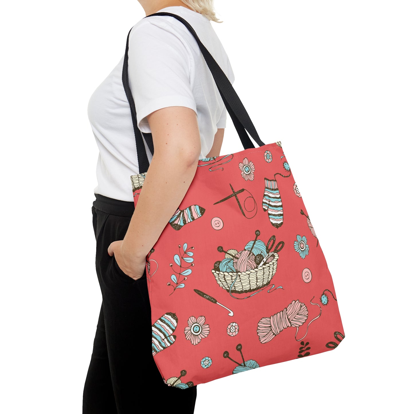 Craft, Crochet or Knitting Tote Bag, Yarn Storage Shoulder Bags, Gift for Knitter, Crafter, Grocery Shopping, School, Resusable, Travel Bag Bags Printify