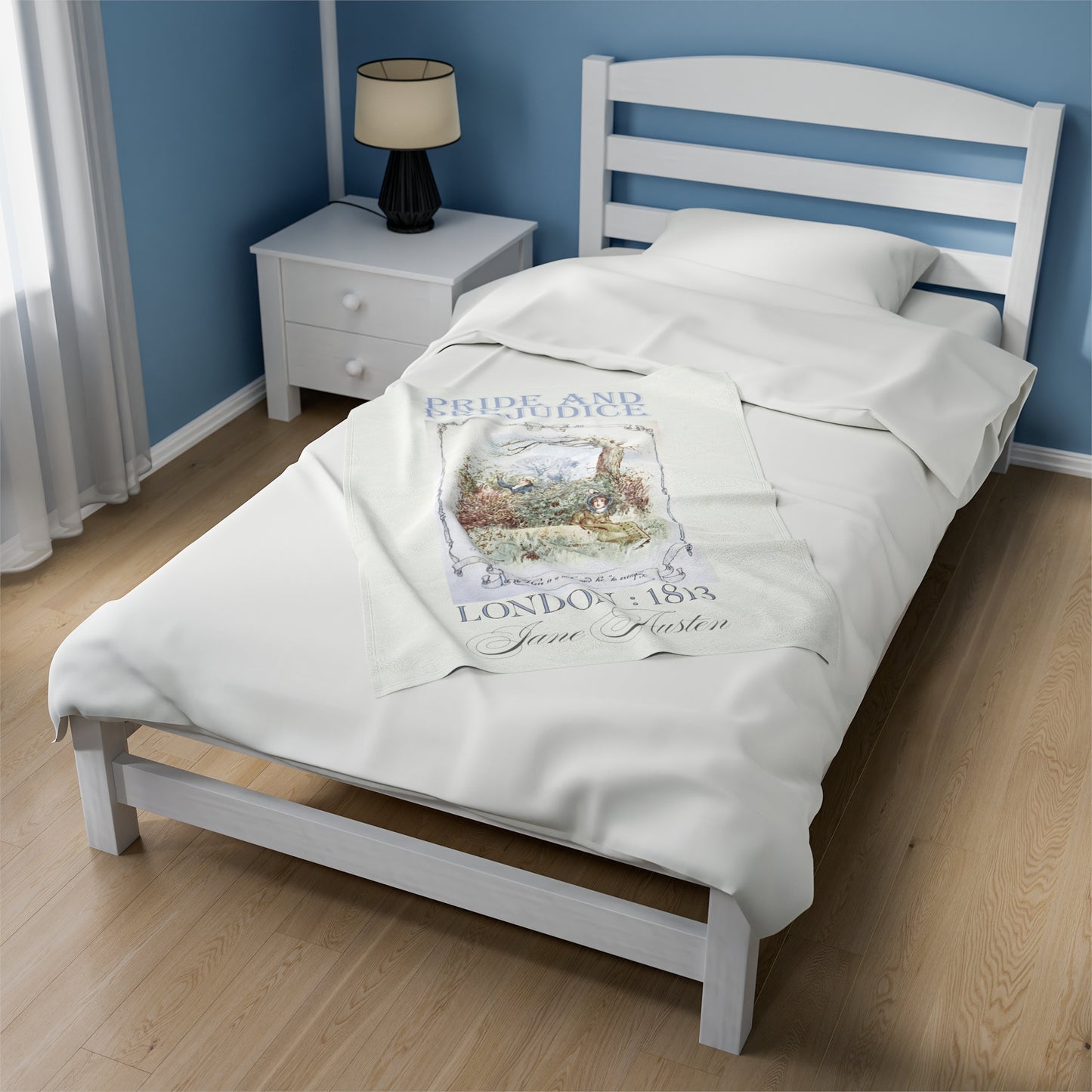 Jane Austen Plush Throw Blanket, Pride And Prejudice Historical Romance Gift, Bookish Literary Jane Austen Fan Art, Gift for Her, Bookclub All Over Prints Printify